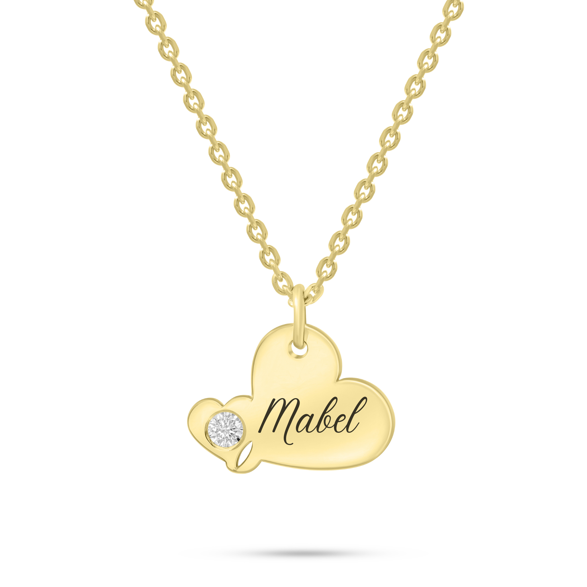 Solid Gold Heart Name Necklace with Real Diamond – Personalised 9ct or 14ct Gold