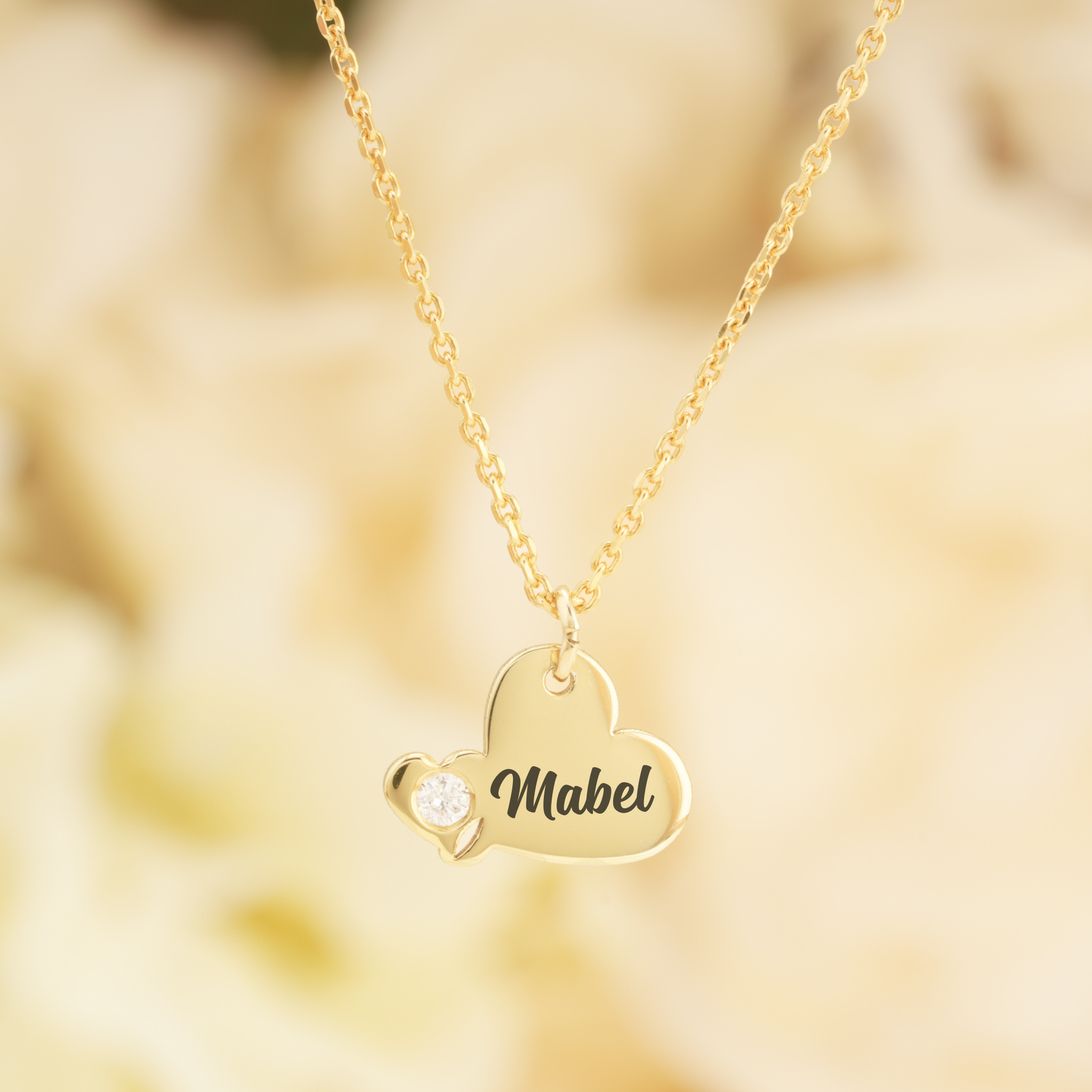 Solid Gold Heart Name Necklace with Real Diamond – Personalised 9ct or 14ct Gold