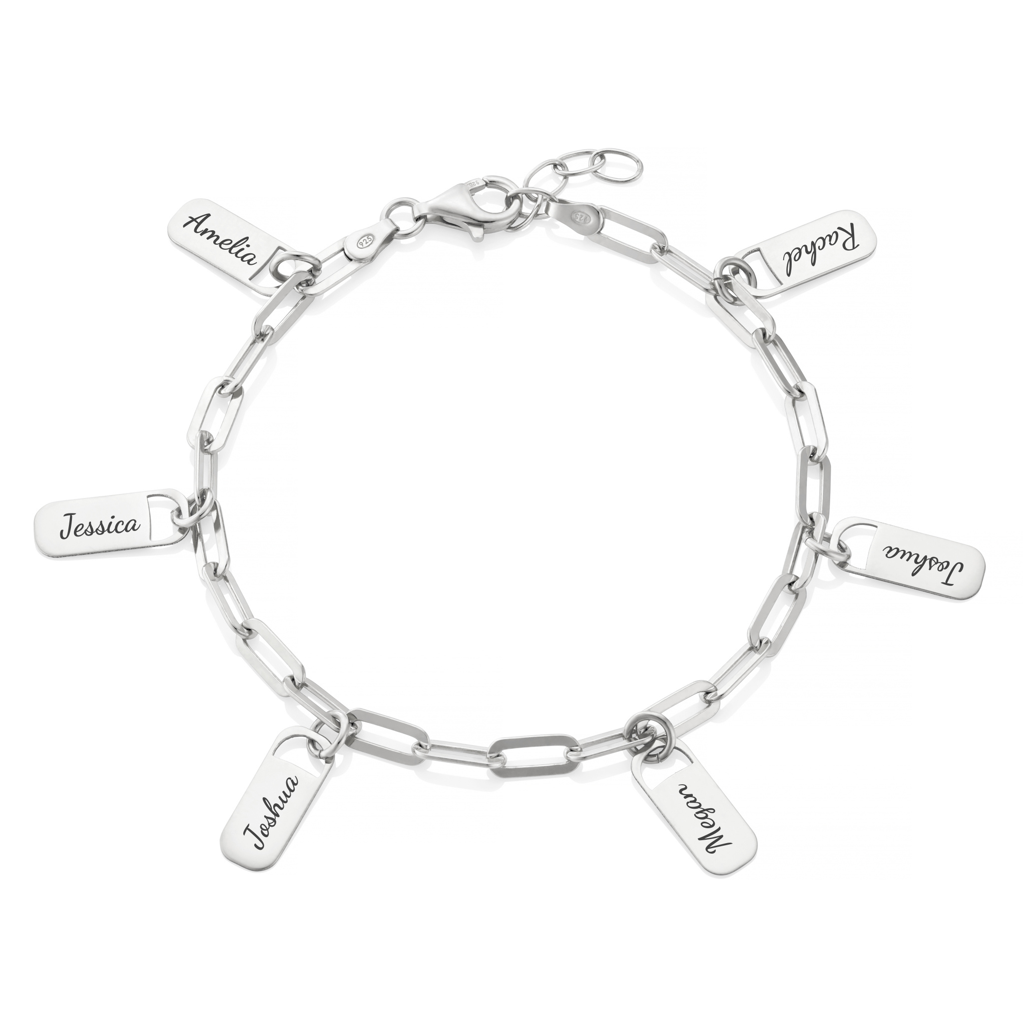 Personalised Link Pendant Silver Bracelet