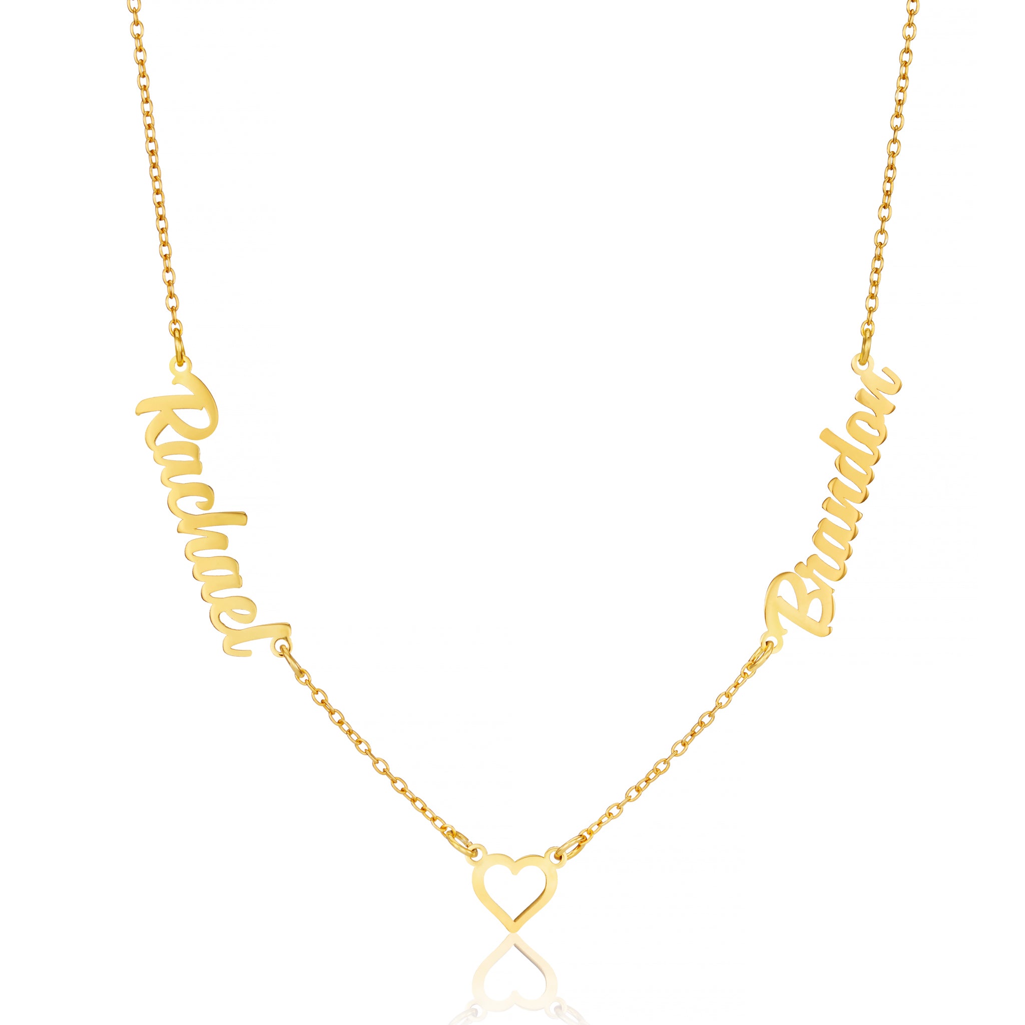 Personalised Multiple Name Necklace Heart Pendant