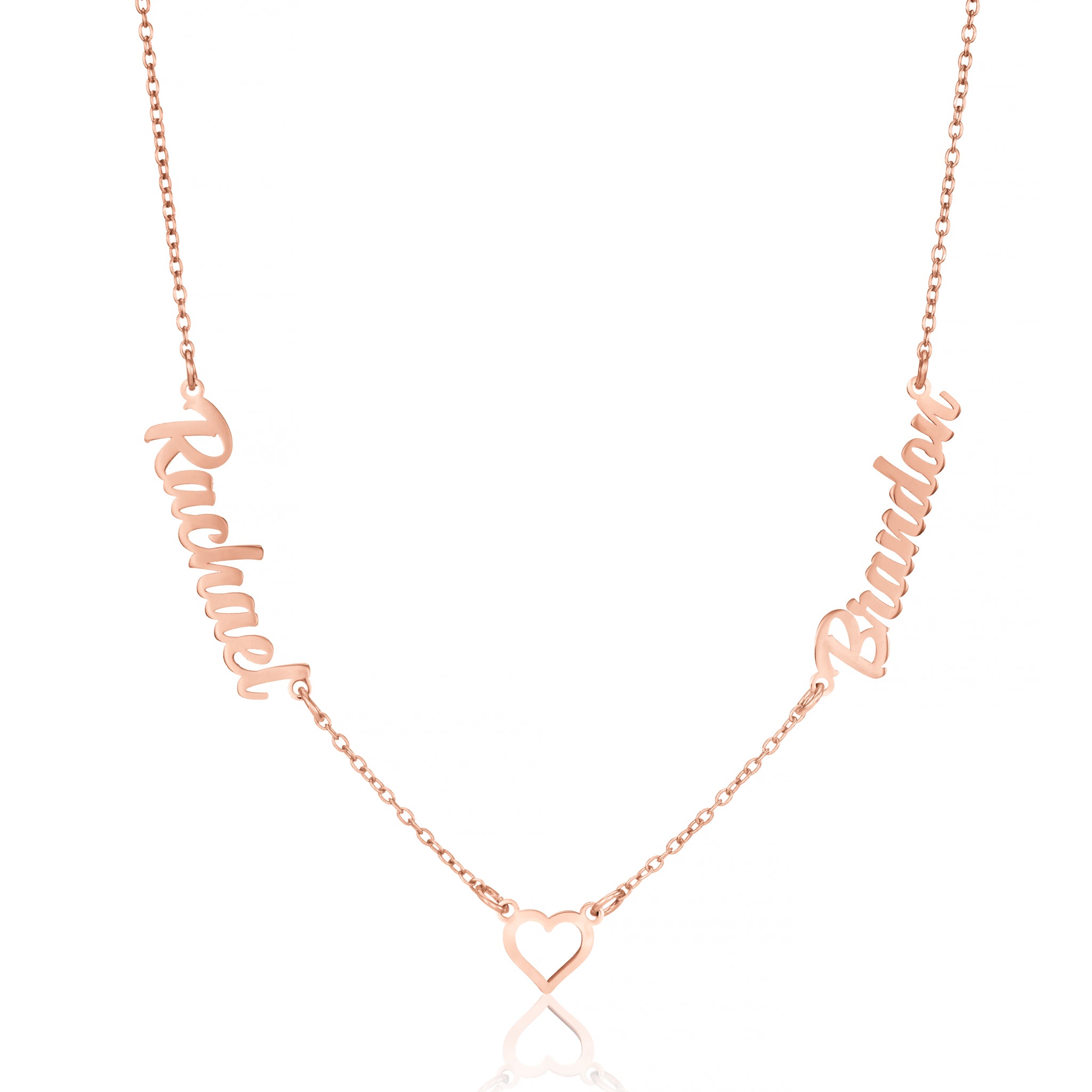 Personalised Multiple Name Necklace Heart Pendant