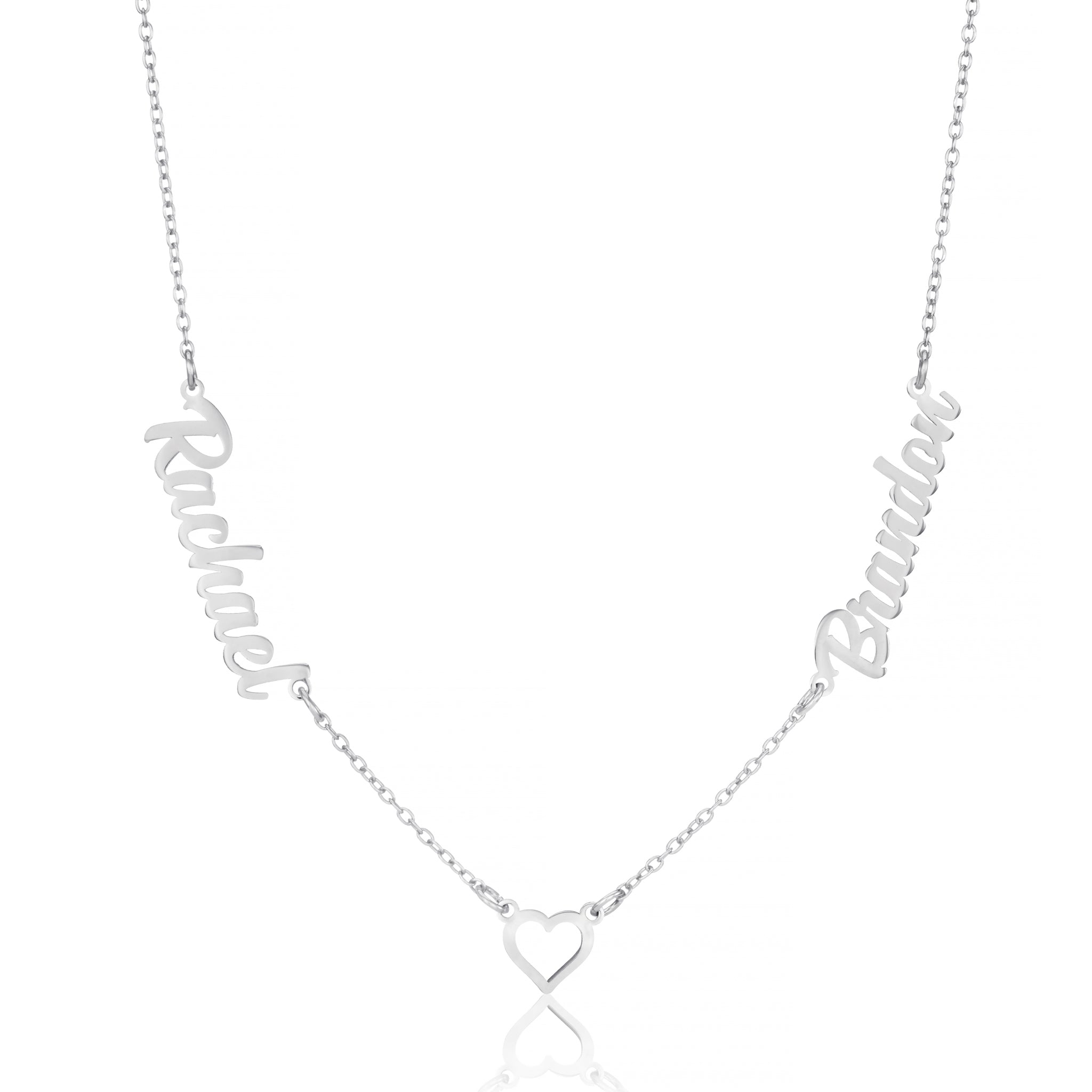Personalised Multiple Name Necklace Heart Pendant