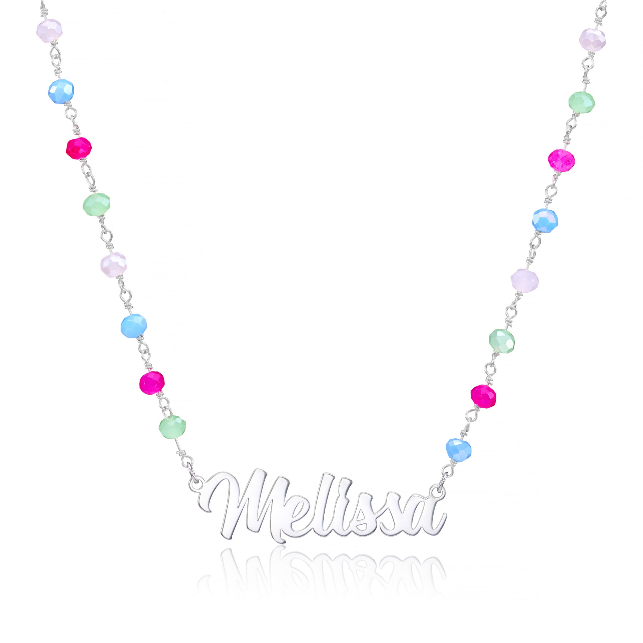 Personalised Name Necklace with Multicolored Gemstones
