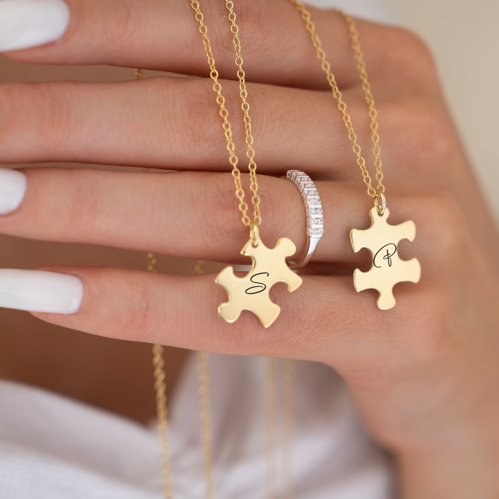 Personalised Engraved Puzzle Shape Necklace