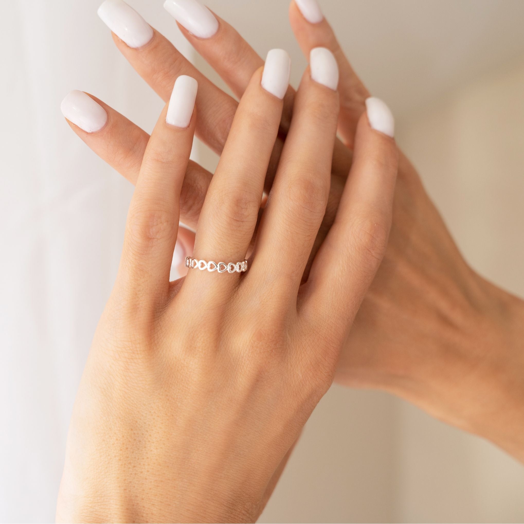 Open Hearts Sterling Silver Band Ring