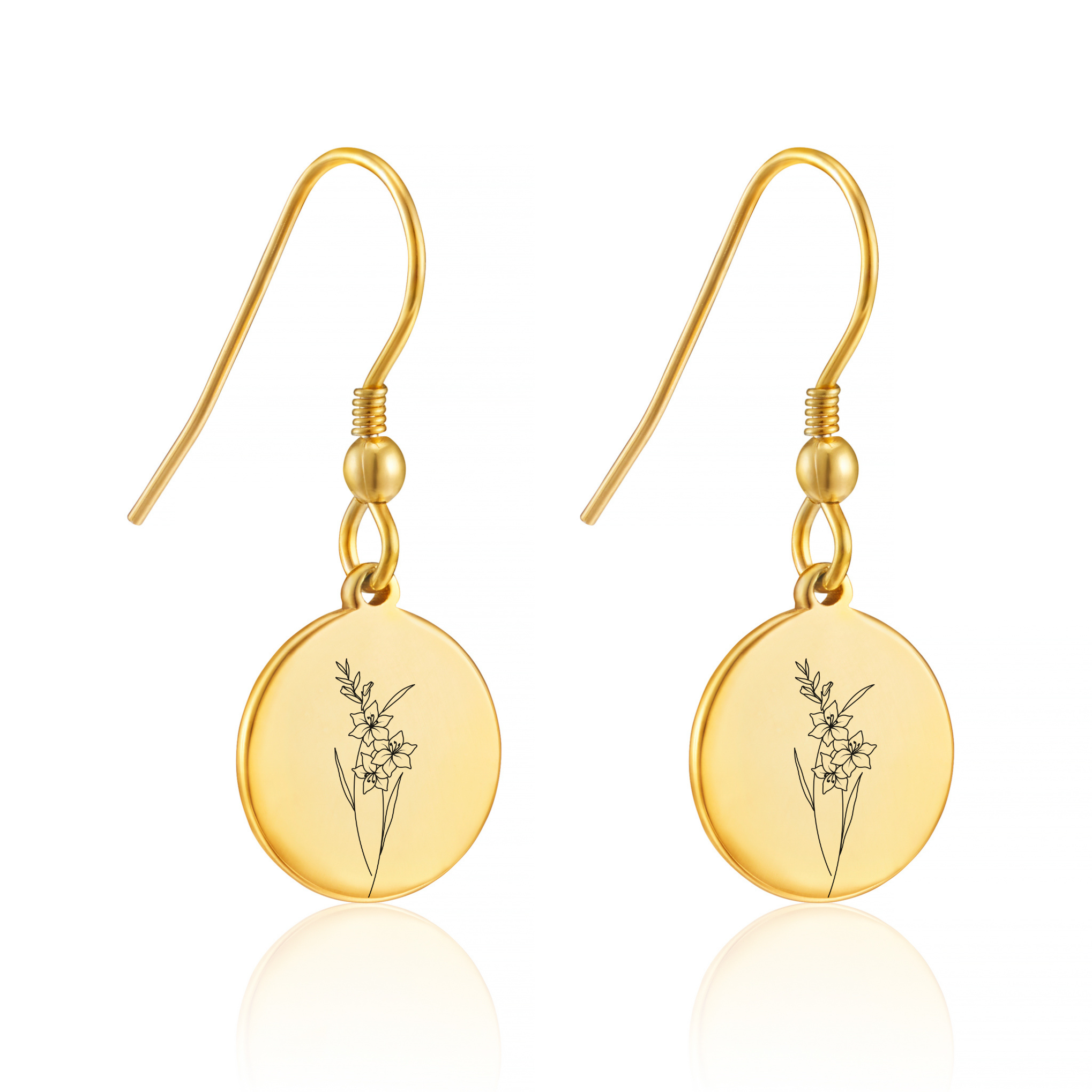 Personalised Birth Flower Hoop Earrings