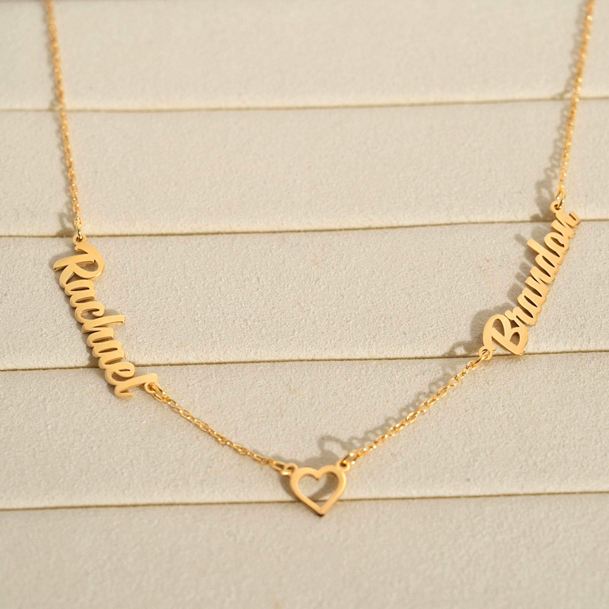 Personalised Multiple Name Necklace Heart Pendant