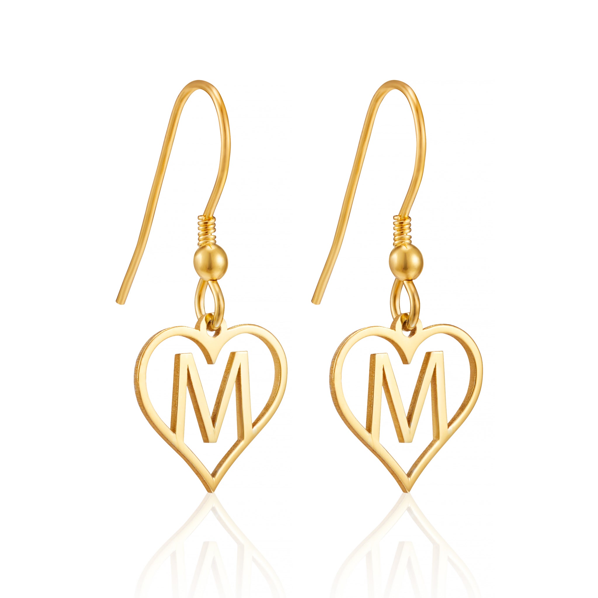 Personalised Handcrafted Heart-Styled Initial Letter Earrings
