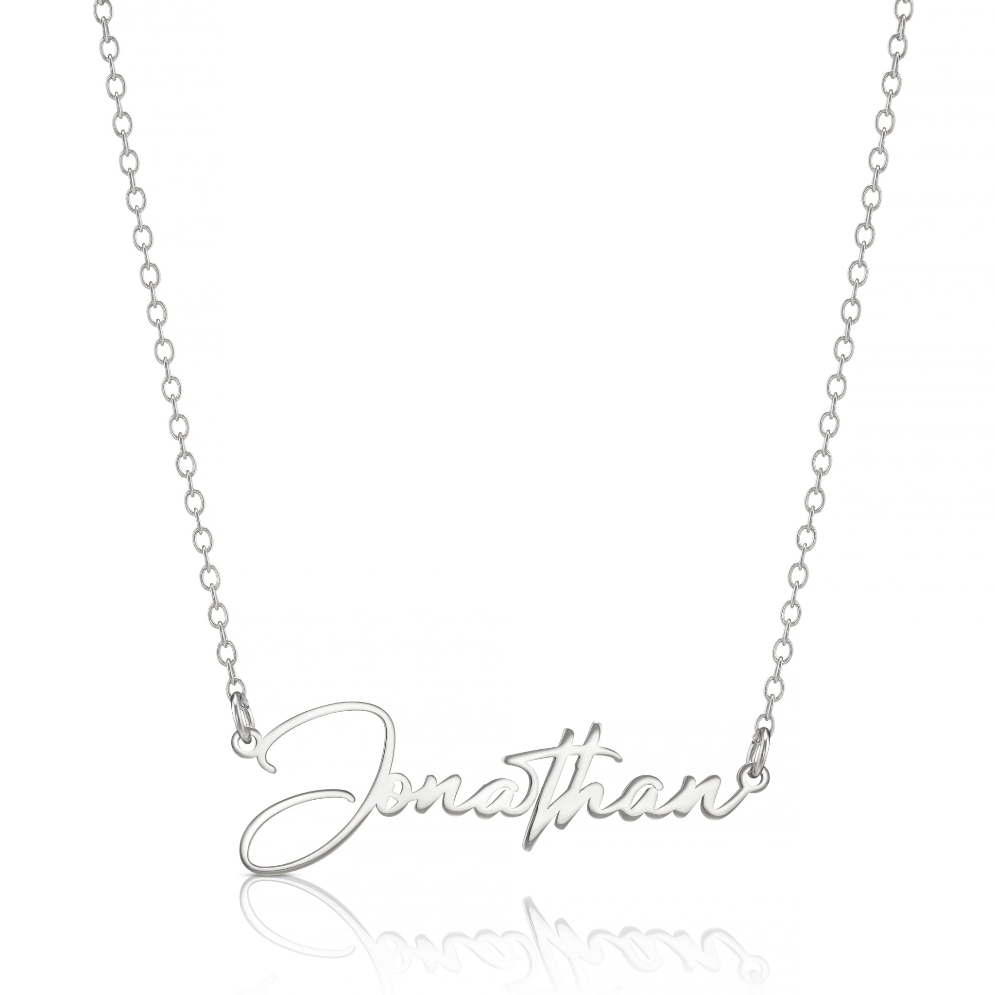 Silver Cursive Font Name Necklace - Personalised Elegance