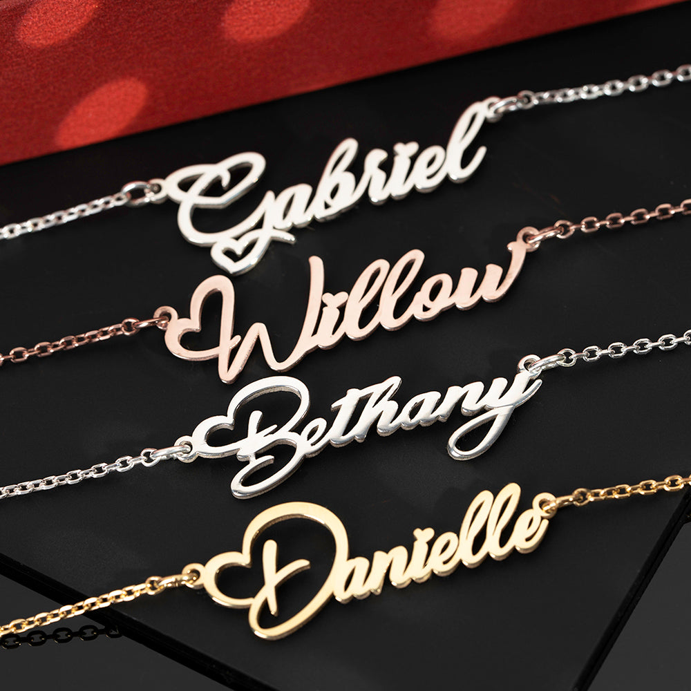 Personalised Heart Name Necklace - ZNAJEWELS