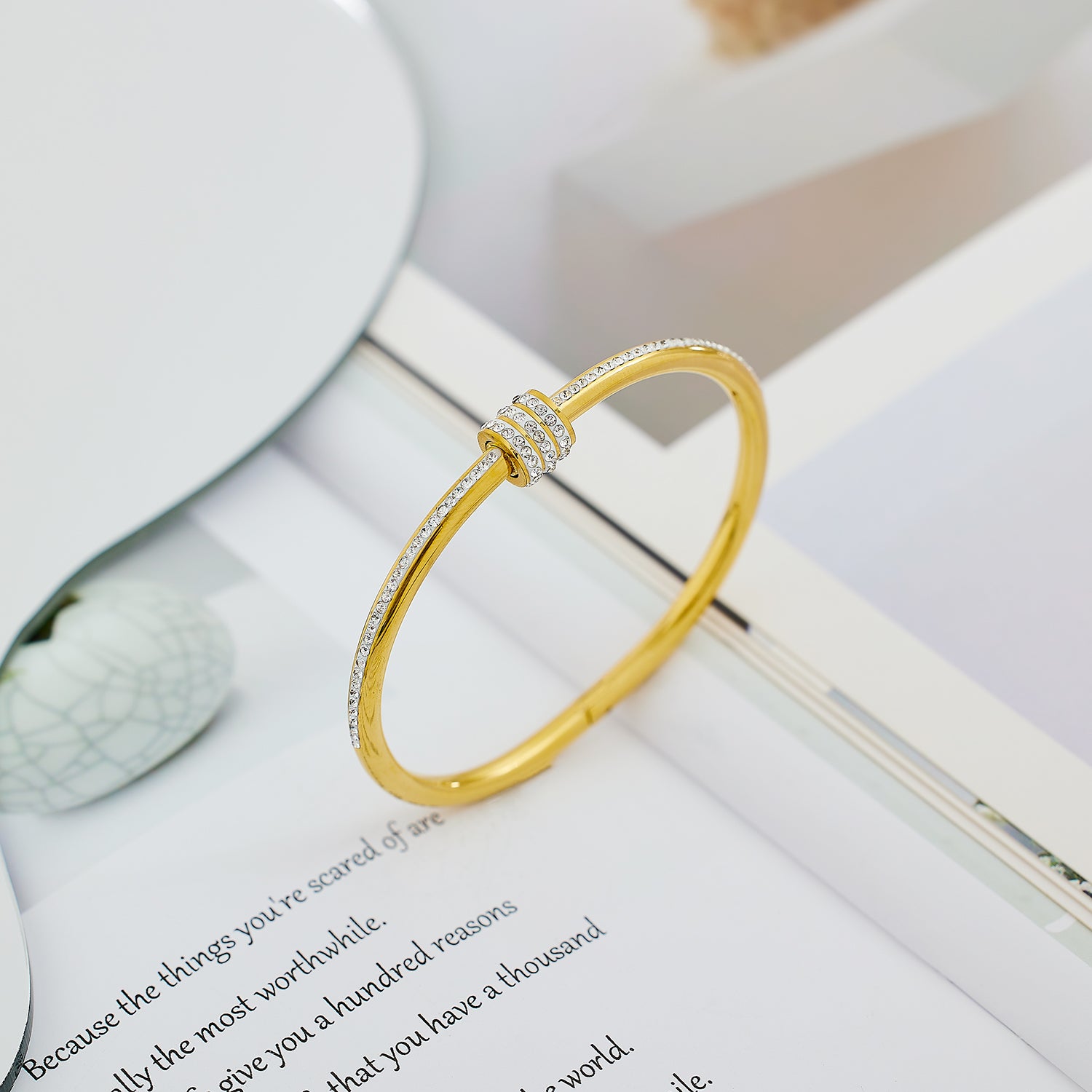 Crystal Bangle Oval Charm (Gold and Silver)