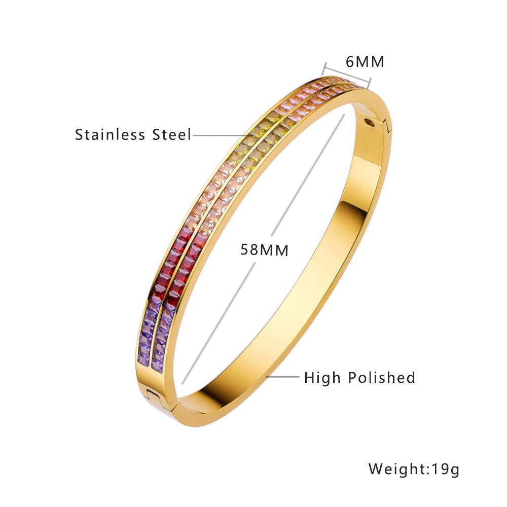 Multi Colour Zircon Bangle (Gold)