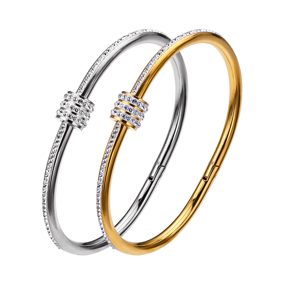 Crystal Bangle Oval Charm (Gold and Silver)