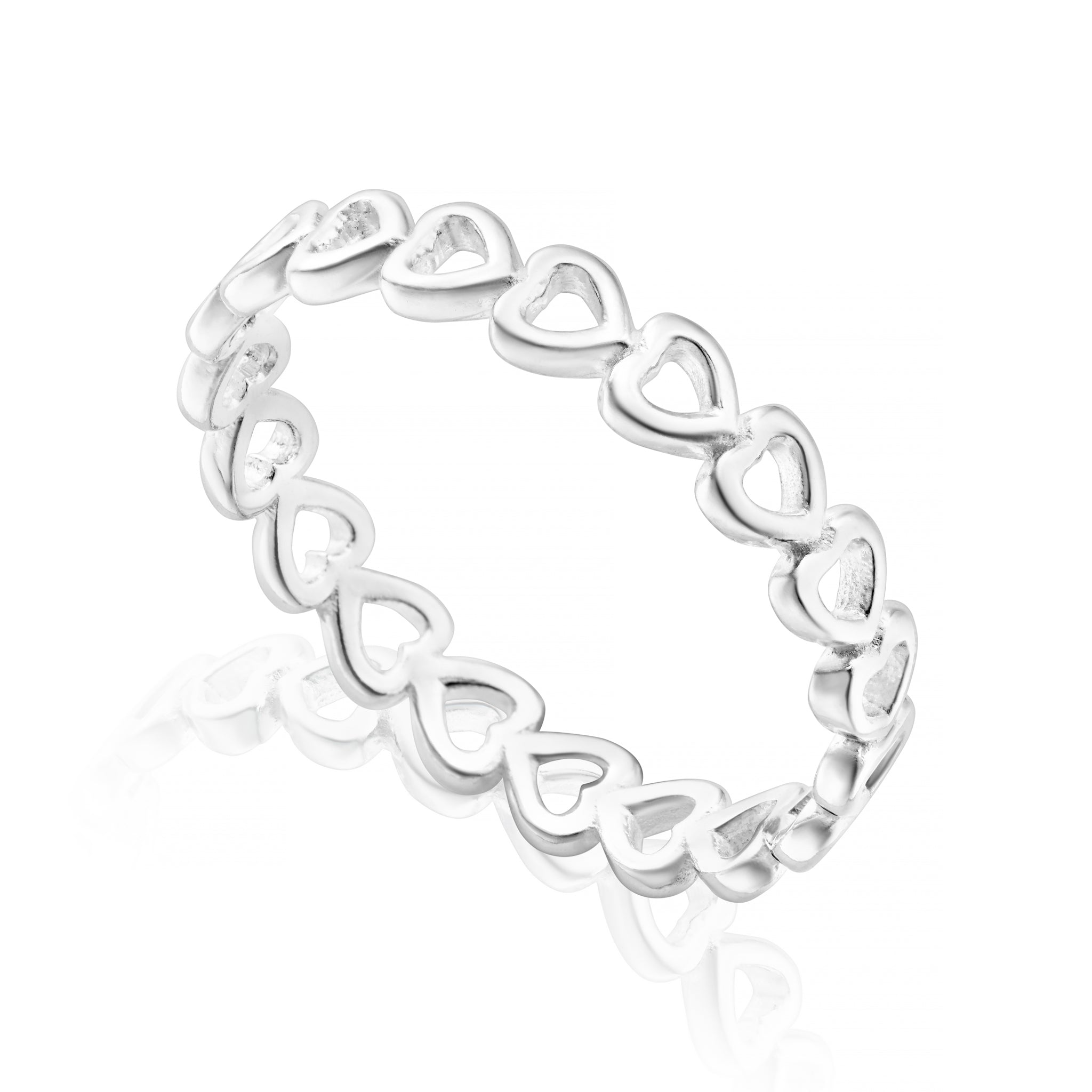 Open Hearts Sterling Silver Band Ring