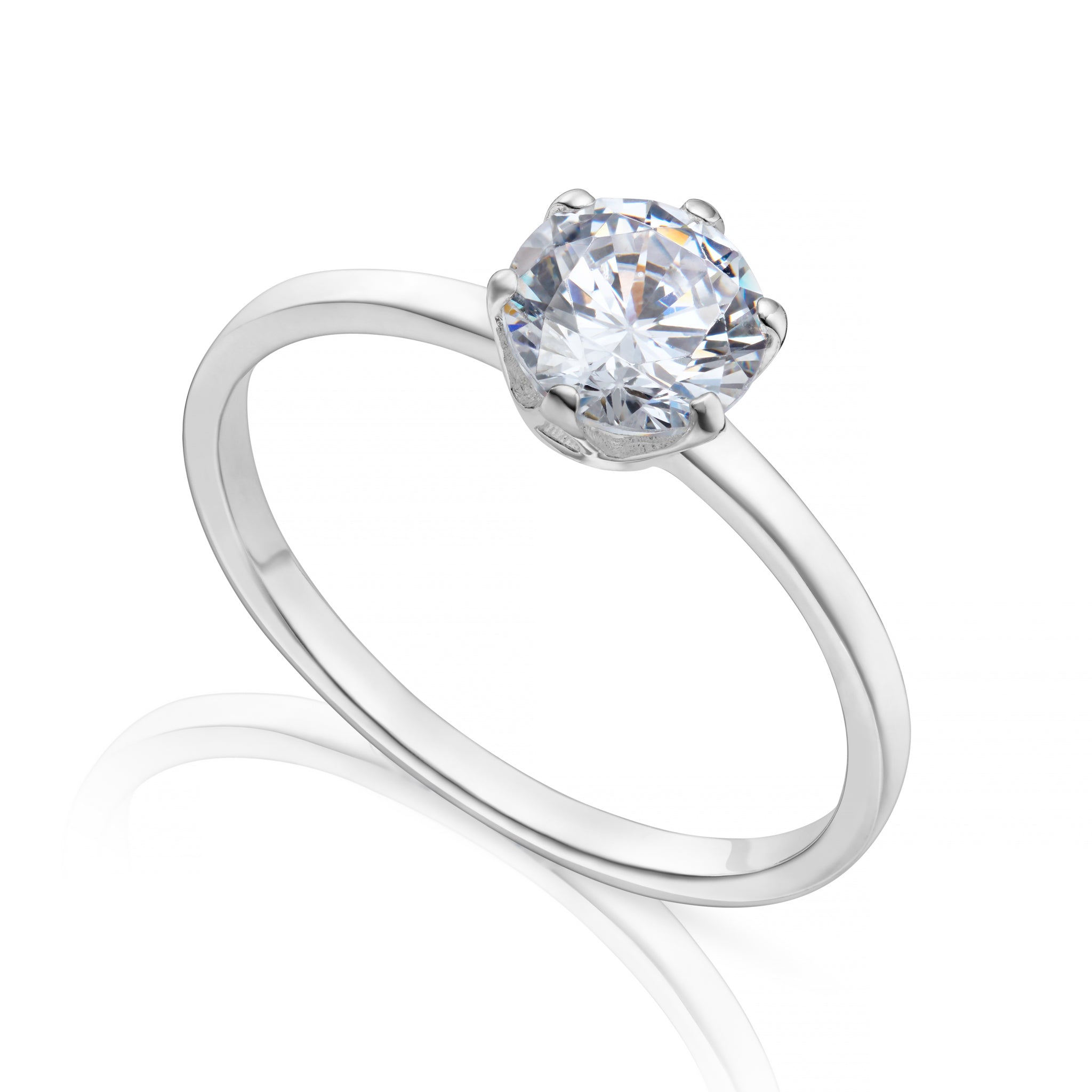 Sterling Silver Solitaire Ring with Cubic Zirconia