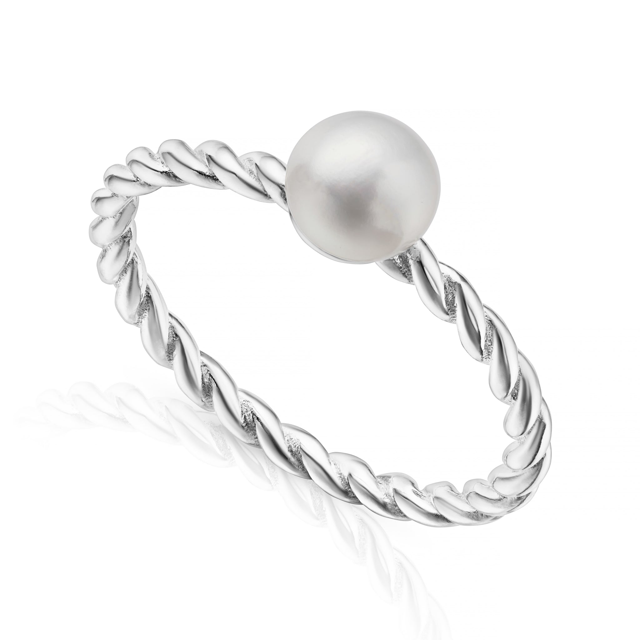 Freshwater Pearl on a Handcrafted Sterling Silver Band Ring