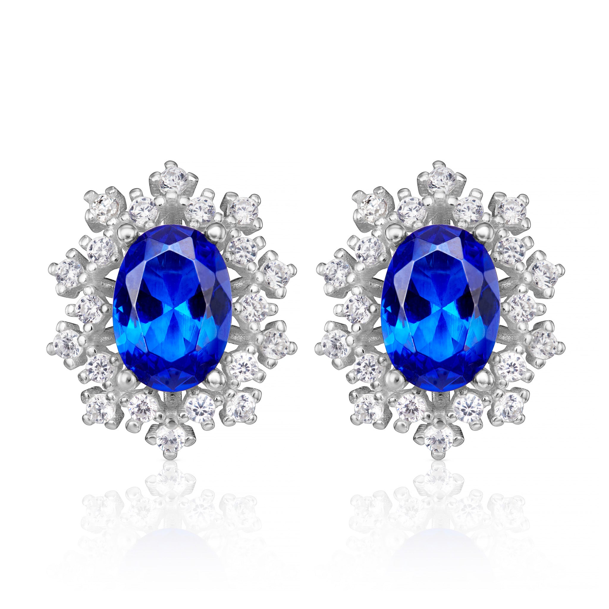 Sterling Silver Studs: Zirconia & Nano Blue Brilliance