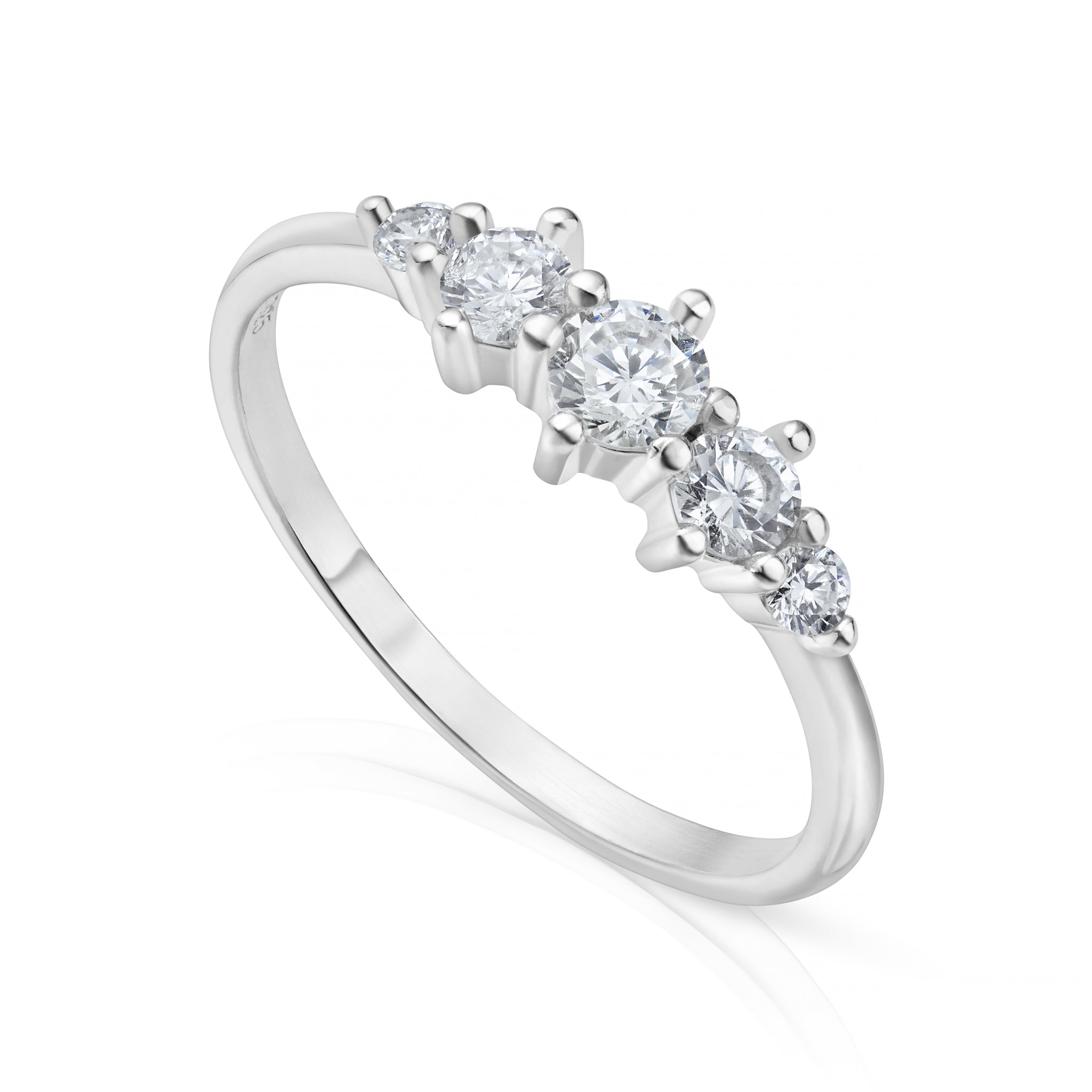 Graduated Cubic Zirconia Circles Sterling Silver Ring