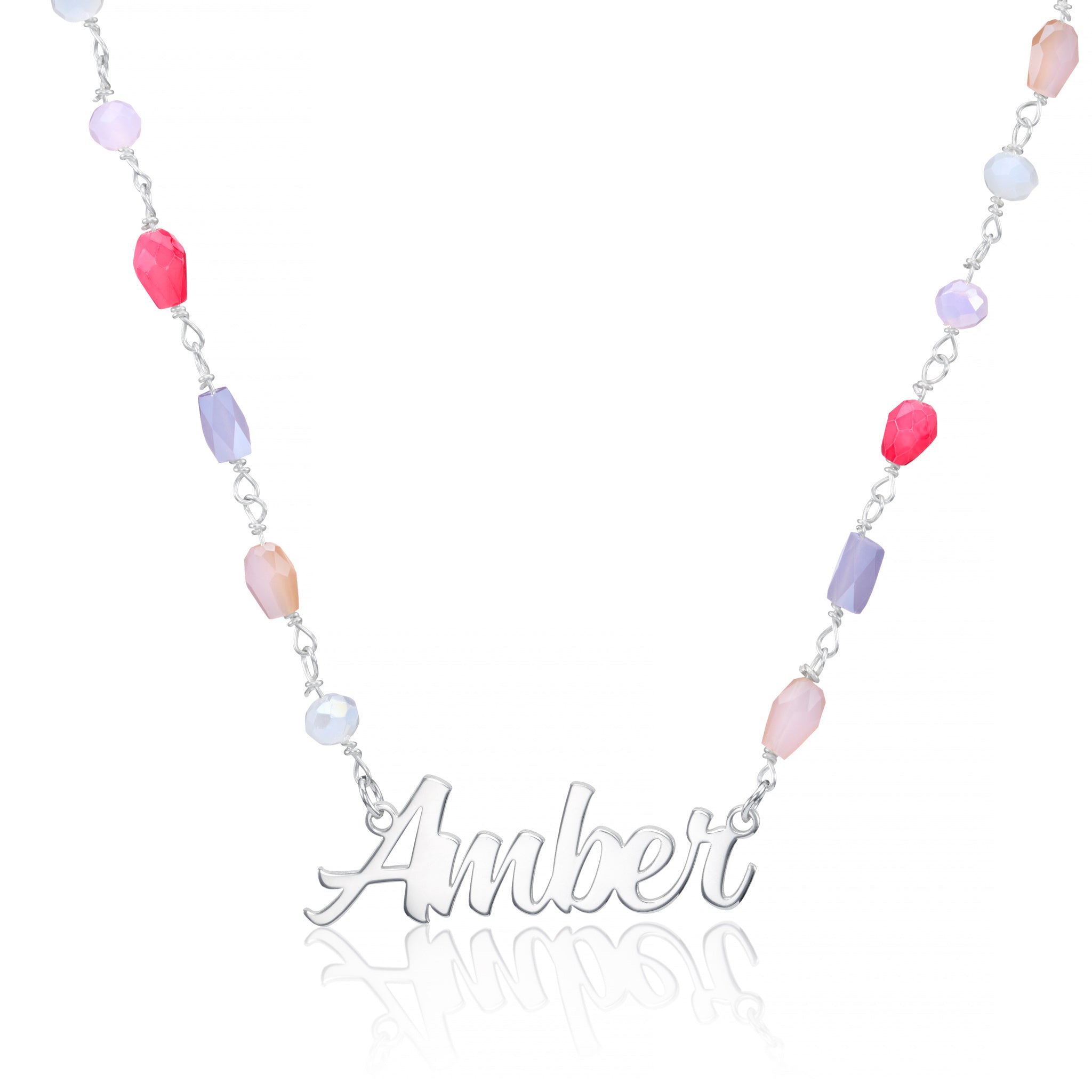 Personalised Name Necklace with Multicolored Gemstones