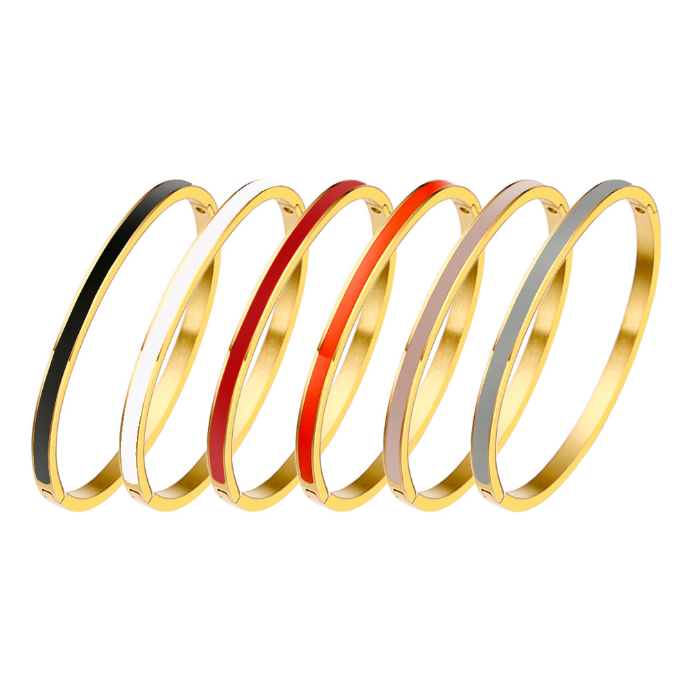 Colour Enamel Bangle (Gold)