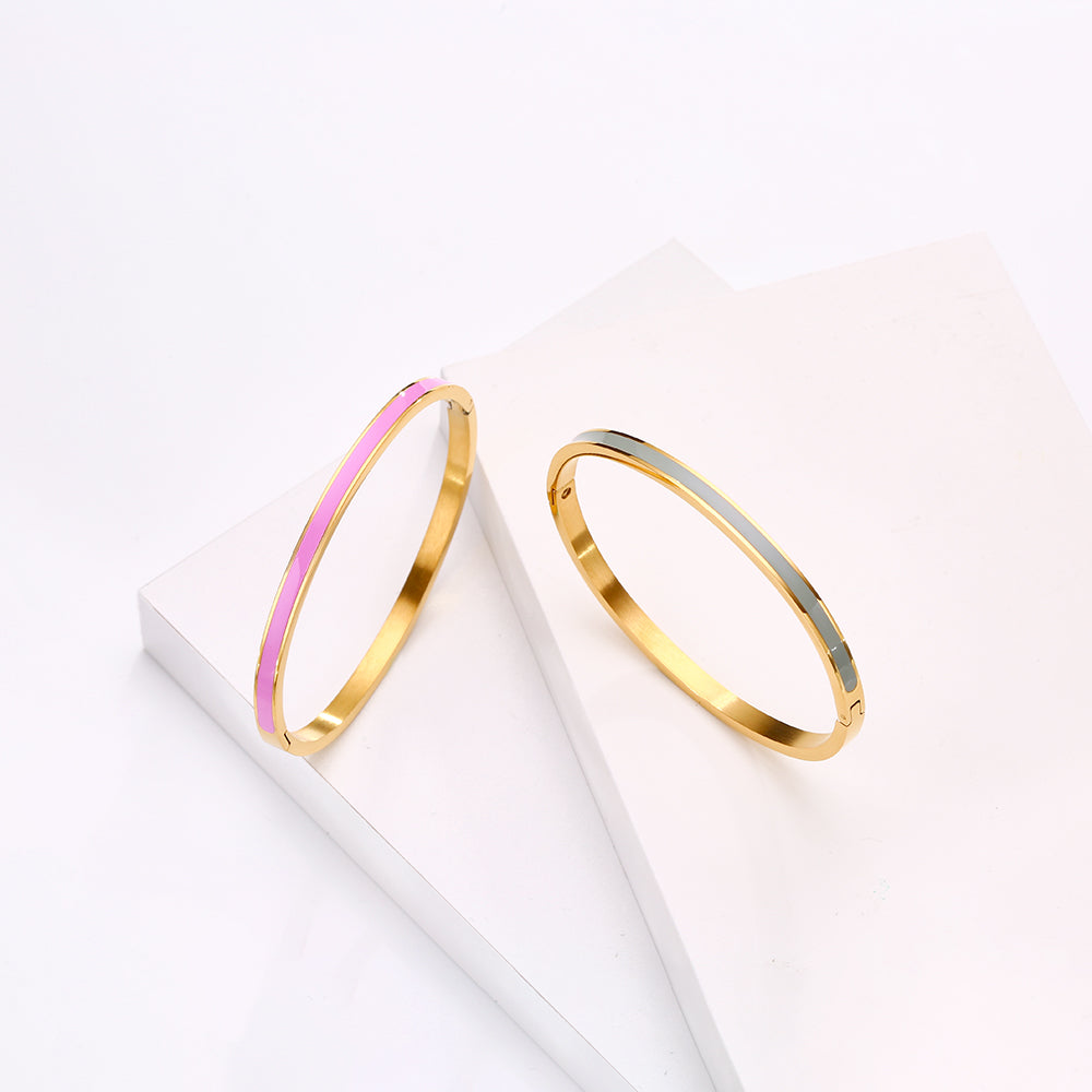 Colour Enamel Bangle (Gold)