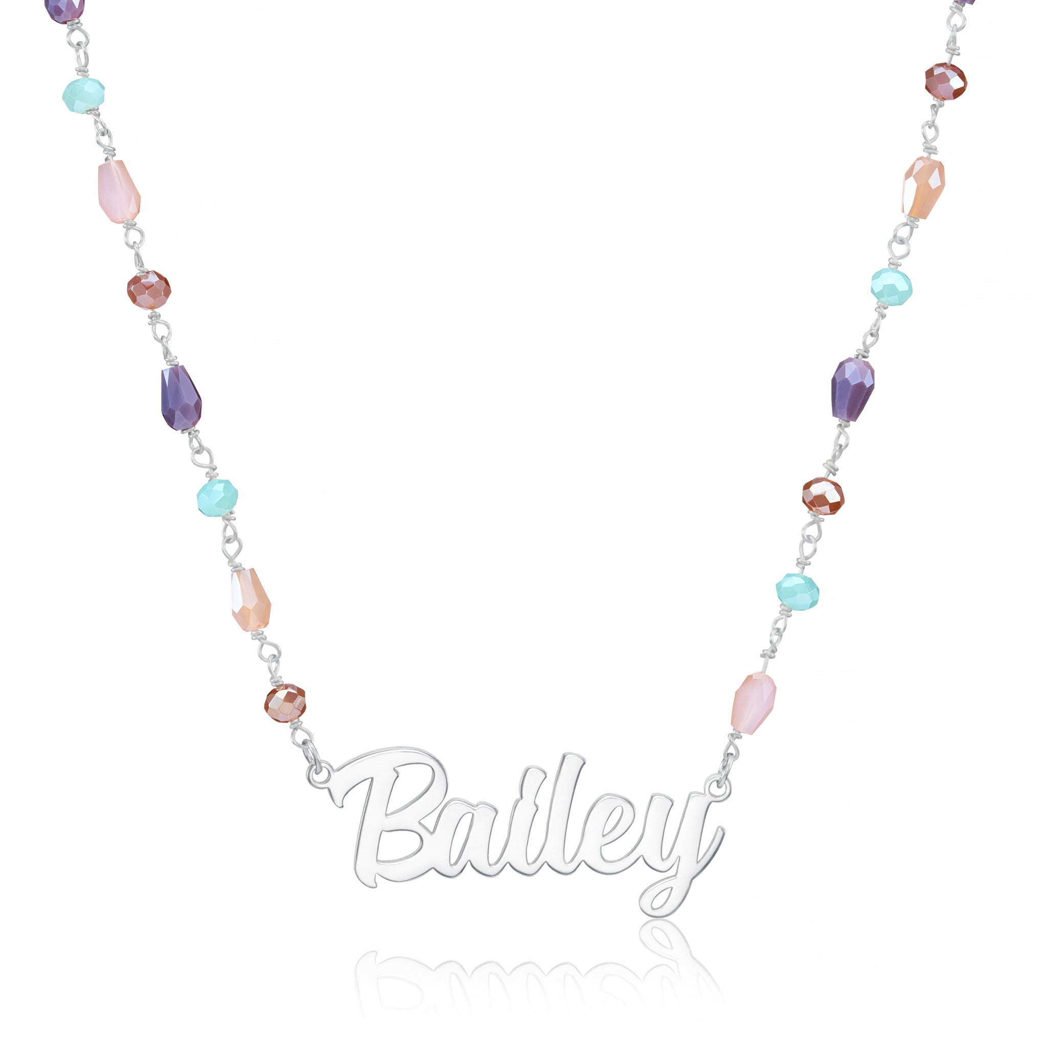 Personalised Name Necklace with Multicolored Gemstones