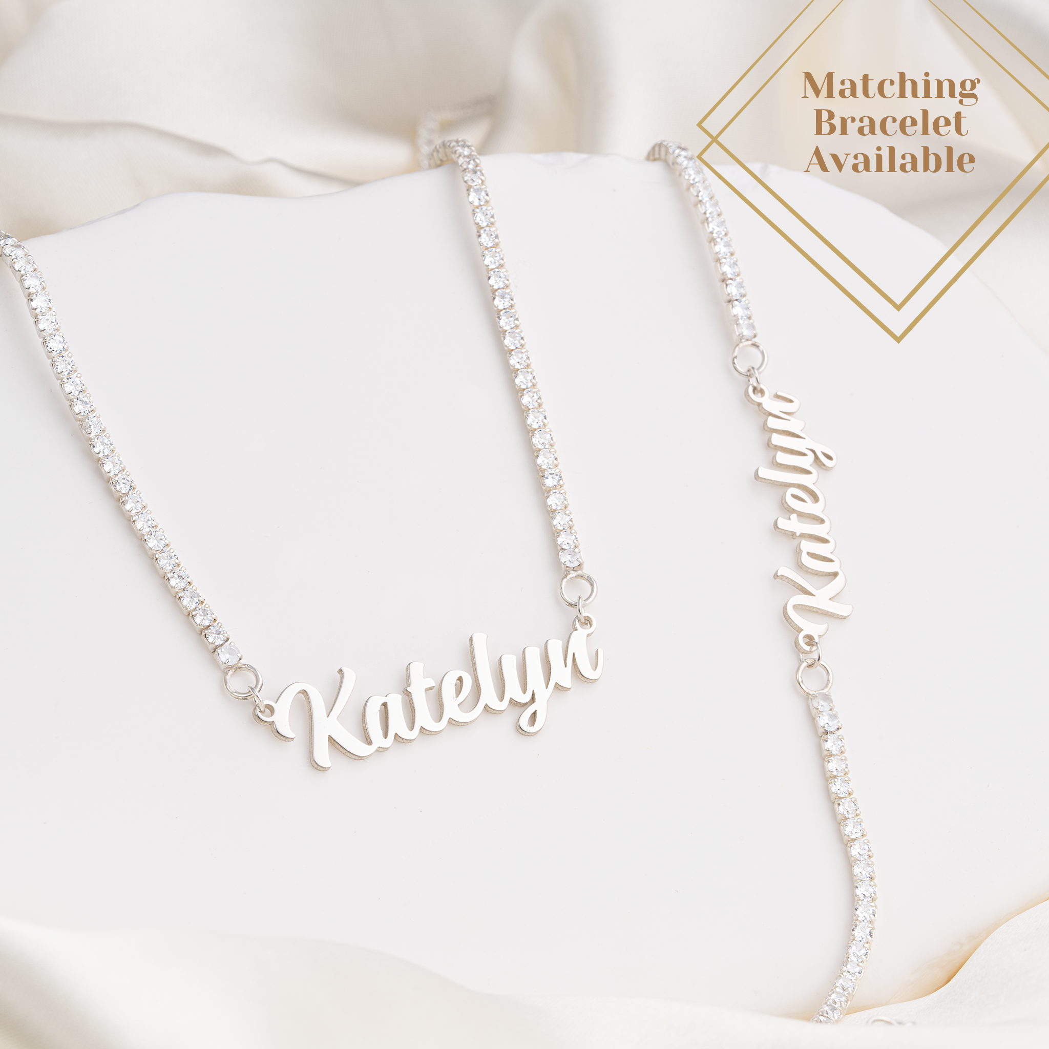 Personalised Sterling Silver Tennis Name Necklace