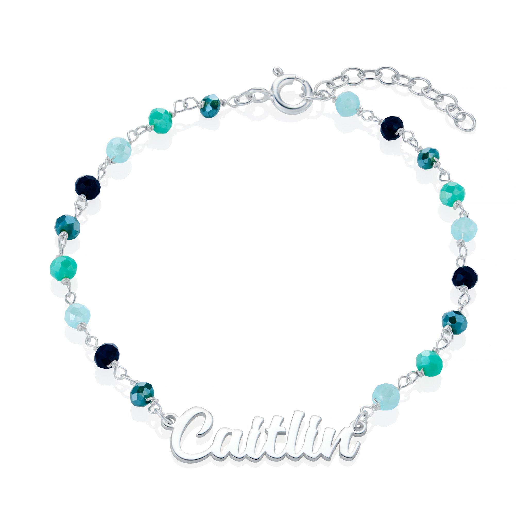 Personalised Name Bracelet with Multicolored Gemstones