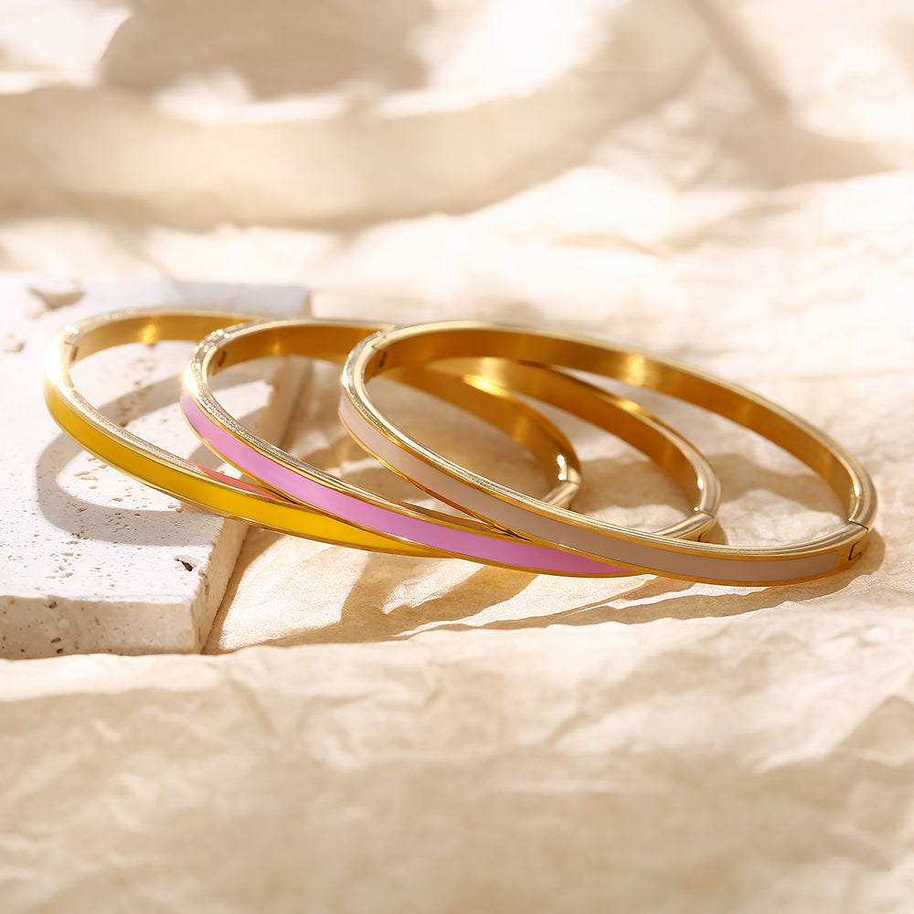 Colour Enamel Bangle (Gold)