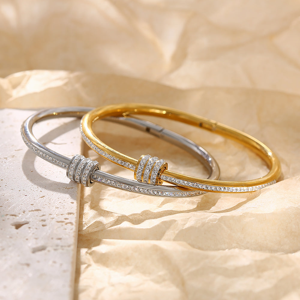 Crystal Bangle Oval Charm (Gold and Silver)