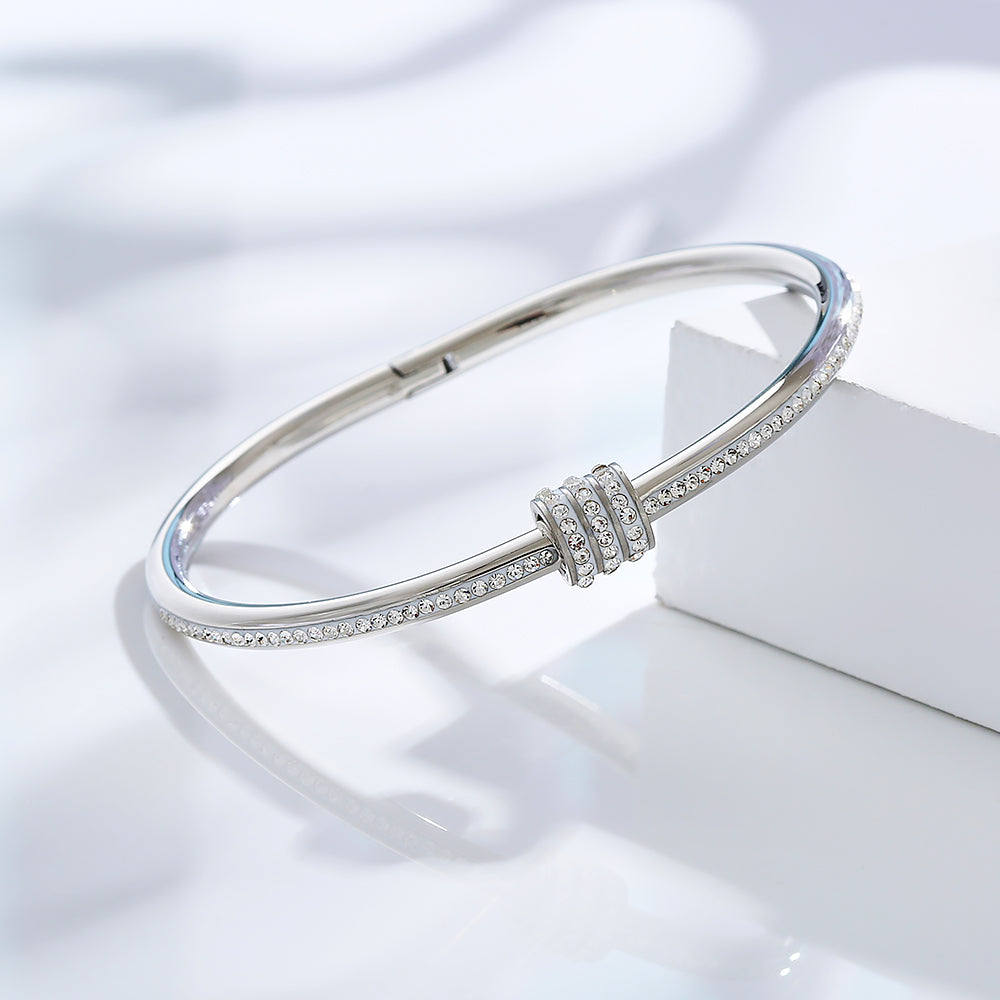 Crystal Bangle Oval Charm (Gold and Silver)