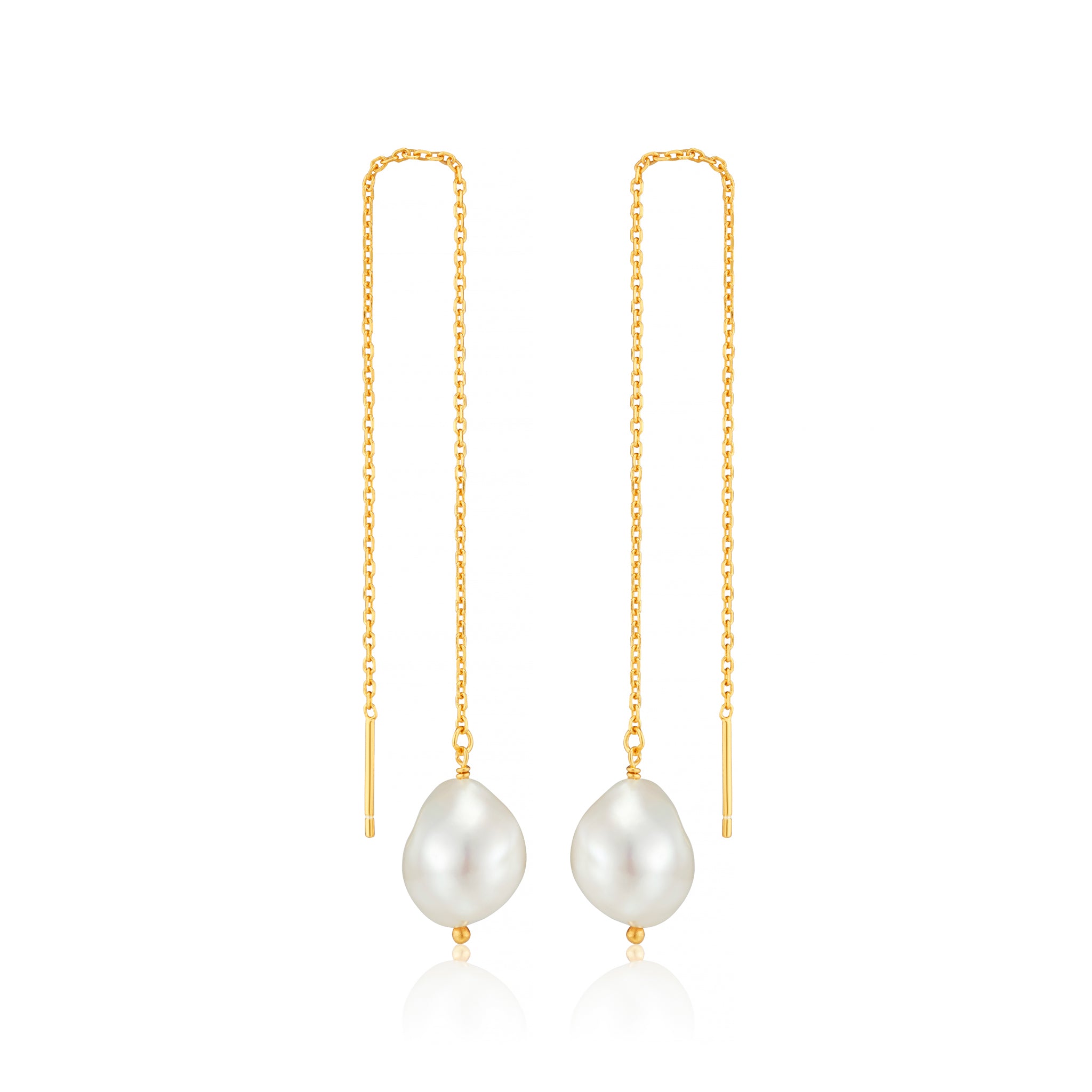 Pull-Through Earrings Featuring Freshwater Pearls