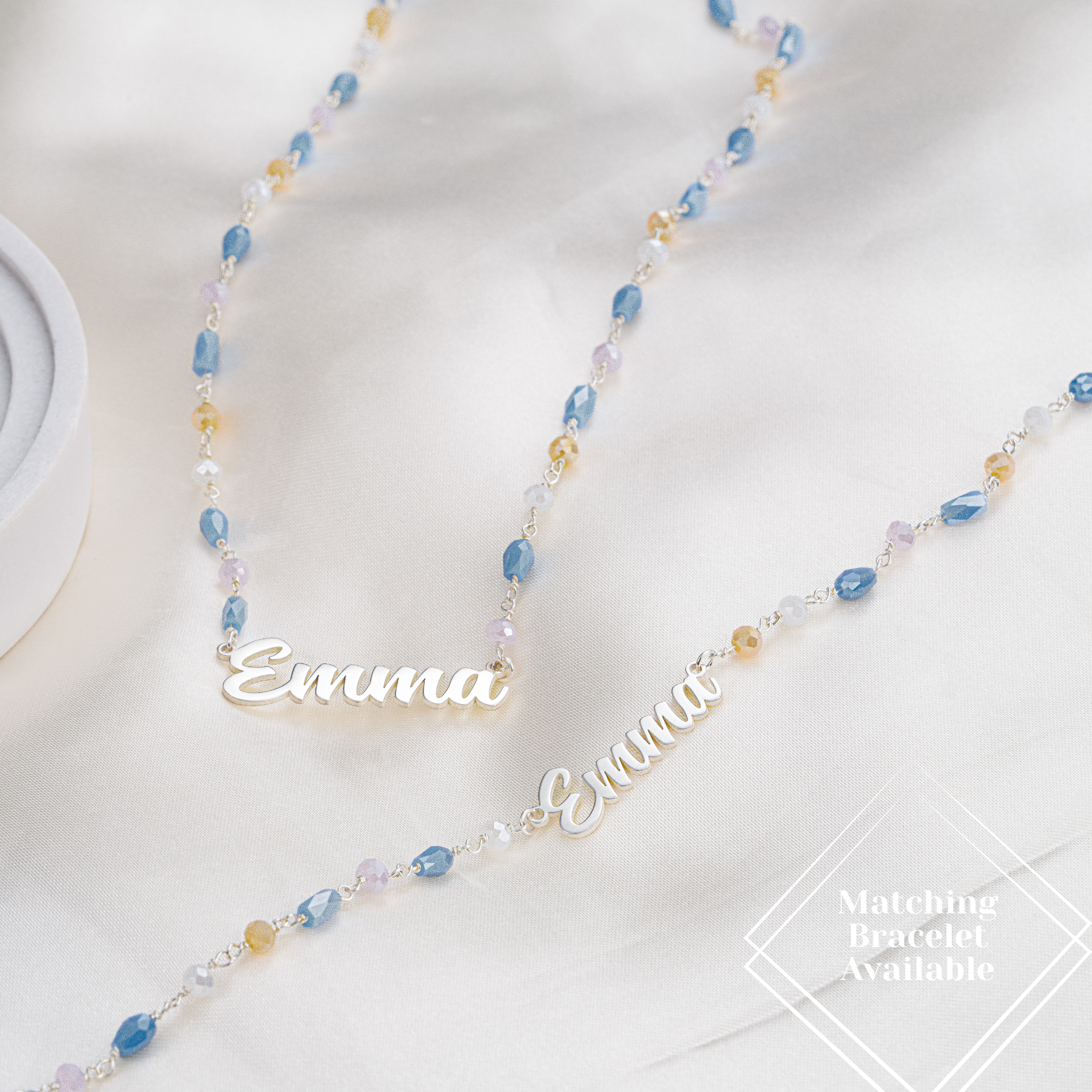 Personalised Name Necklace with Multicolored Gemstones