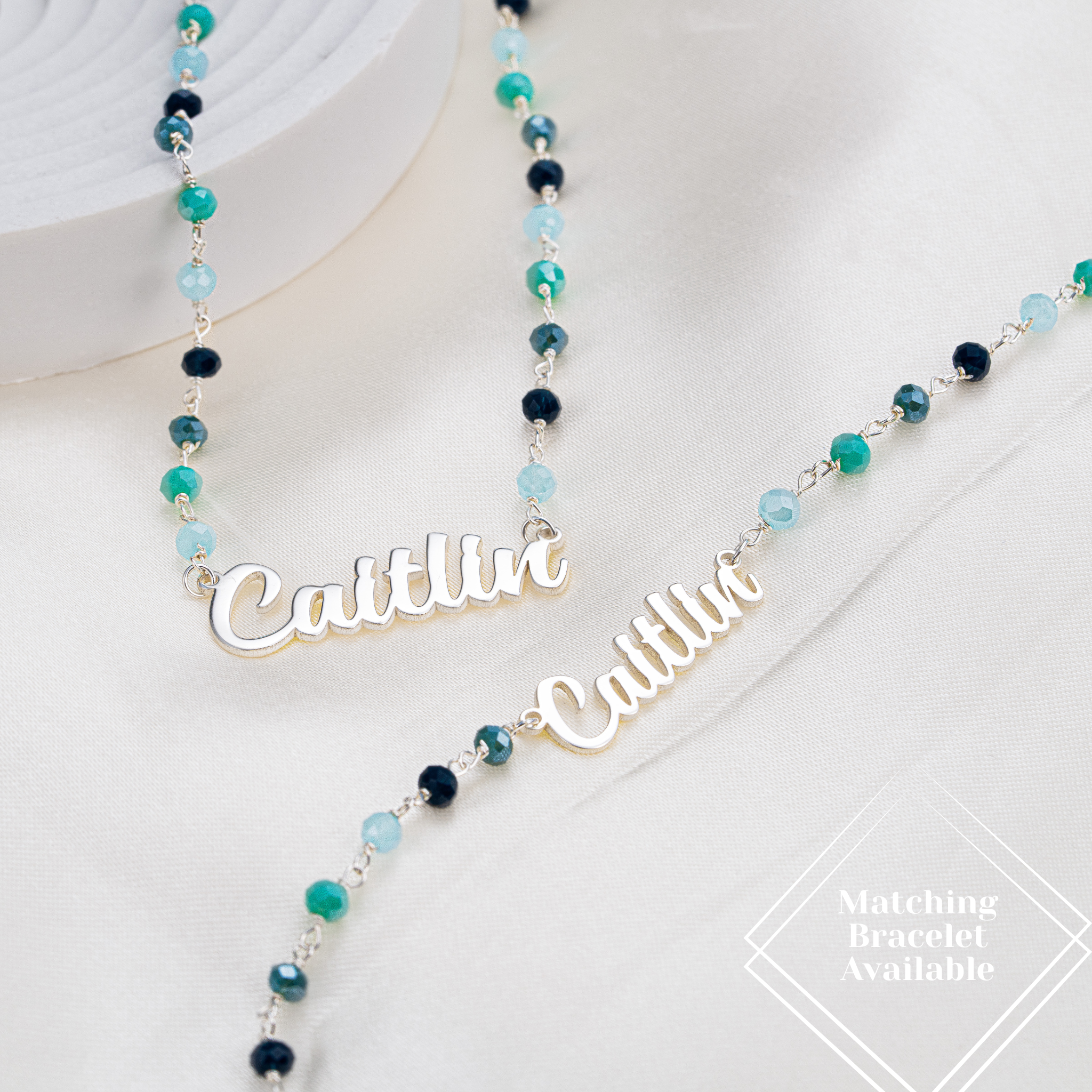 Personalised Name Necklace with Multicolored Gemstones