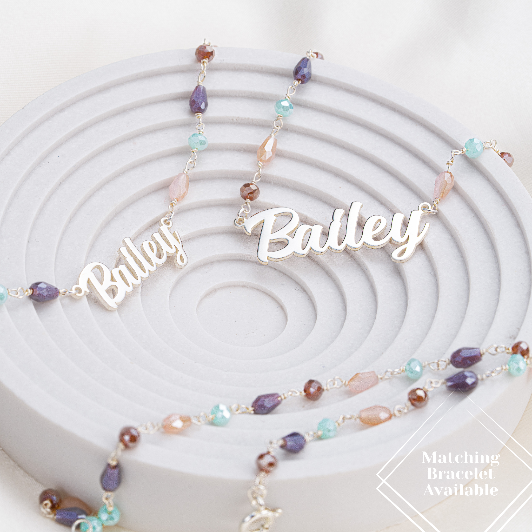 Personalised Name Necklace with Multicolored Gemstones