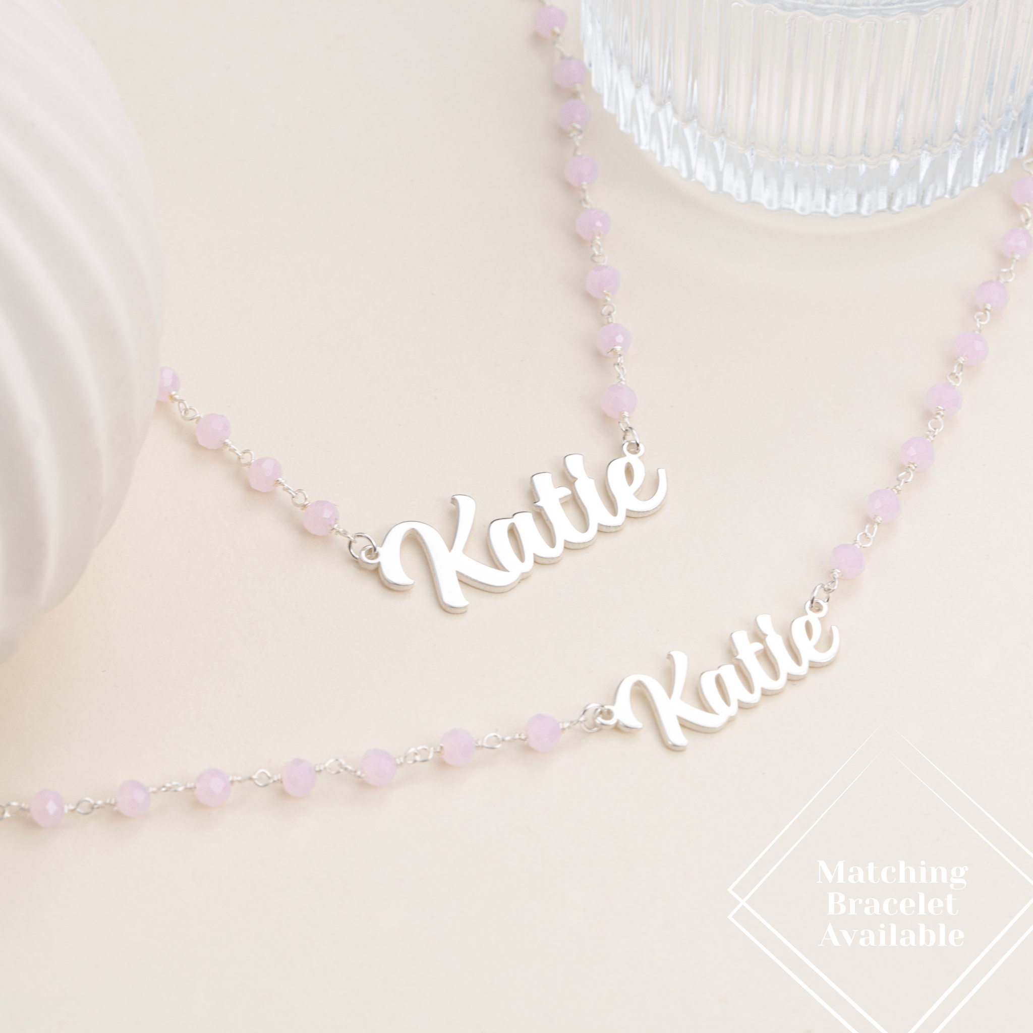 Personalised Name Necklace with Multicolored Gemstones