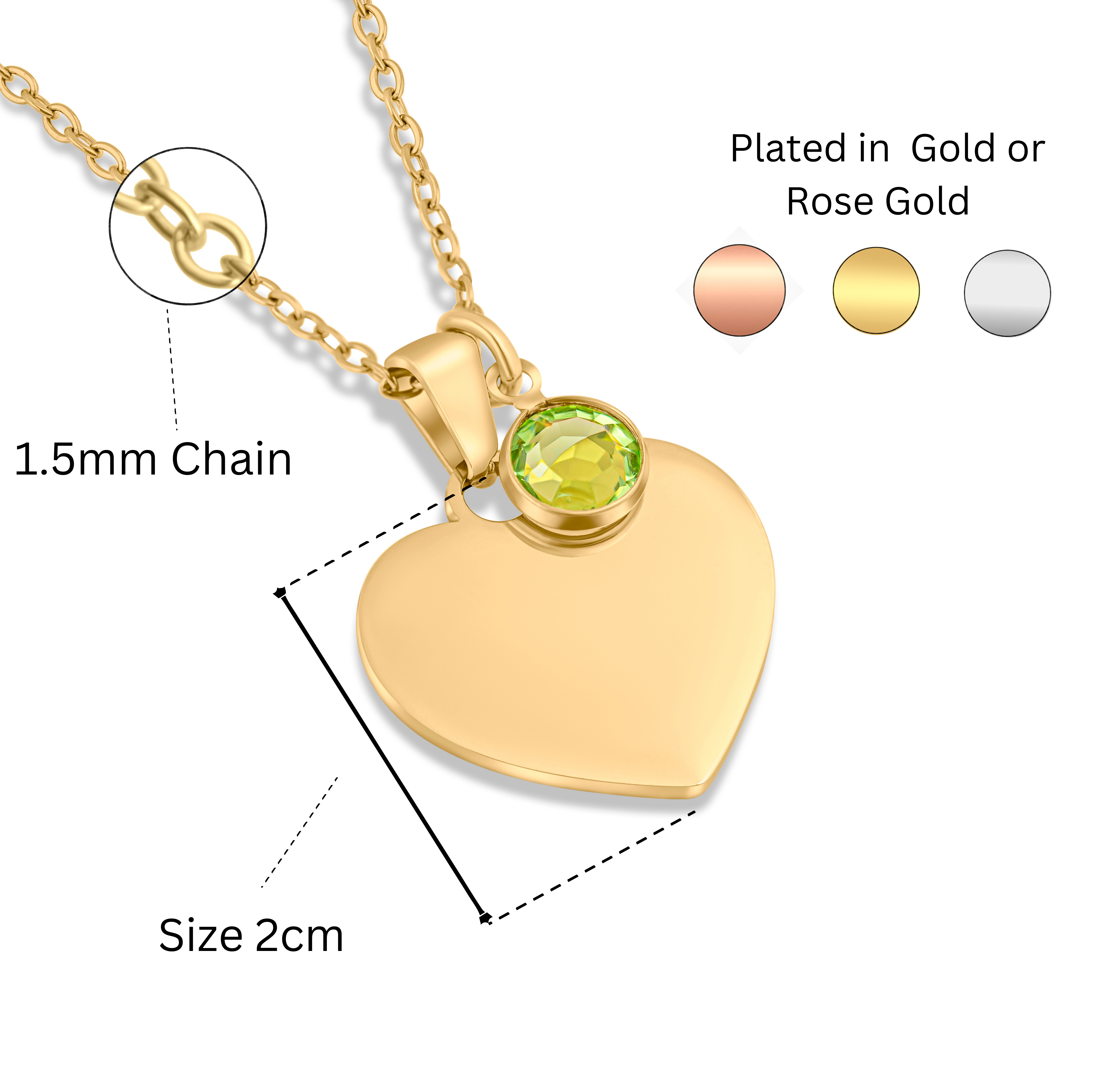 Personalised Heart-Shaped  Birthstone Name Necklace