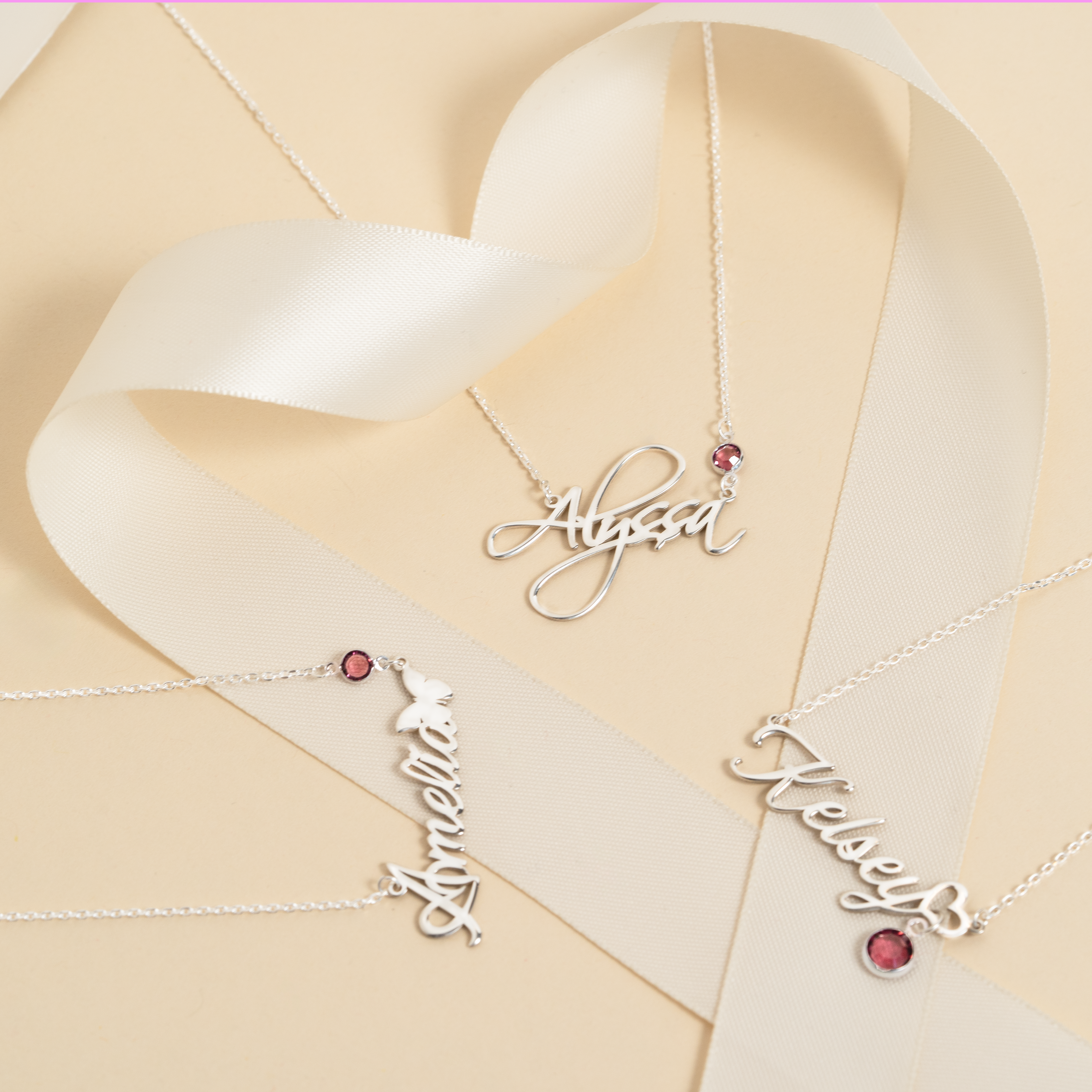 Personalised Birthstone Name Necklace With Heart