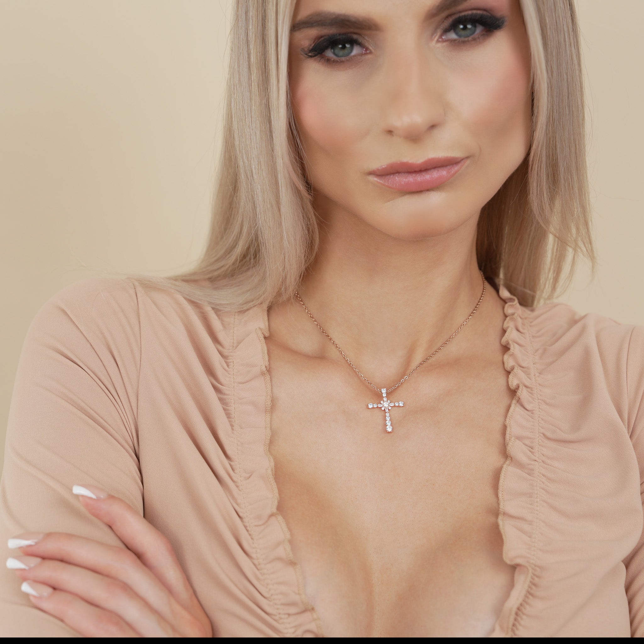 Rose Gold Cross Pendant Necklace