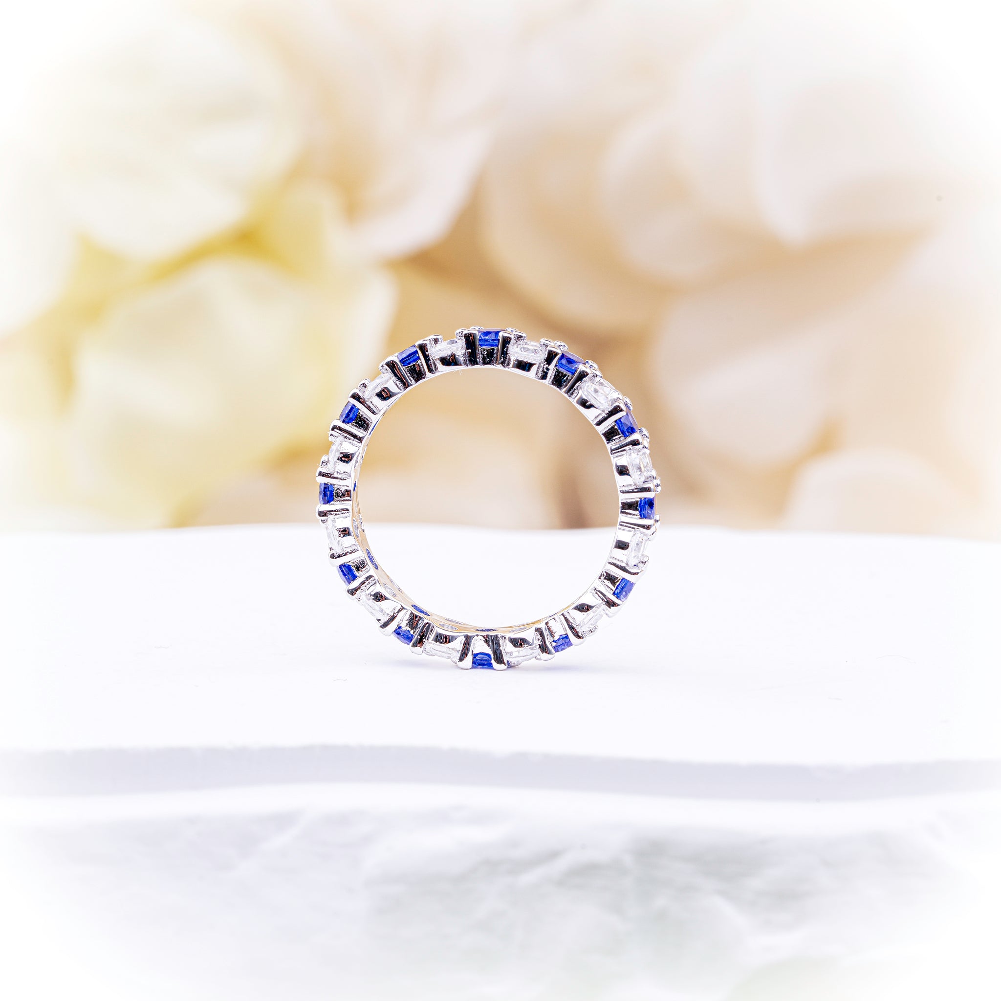 Eternity Band with Blue and White Zirconia Stones