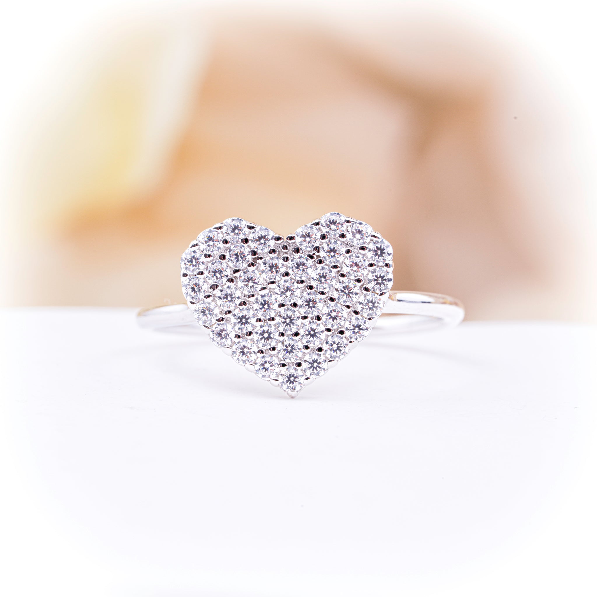 Heart Ring with Sparkling Stones