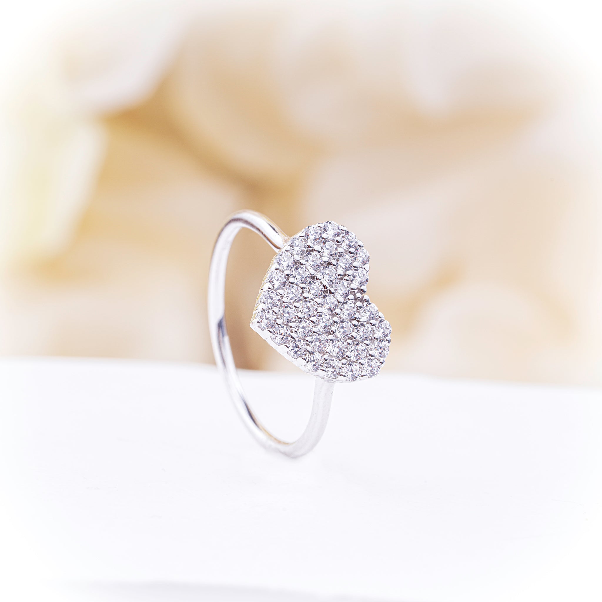 Heart Ring with Sparkling Stones