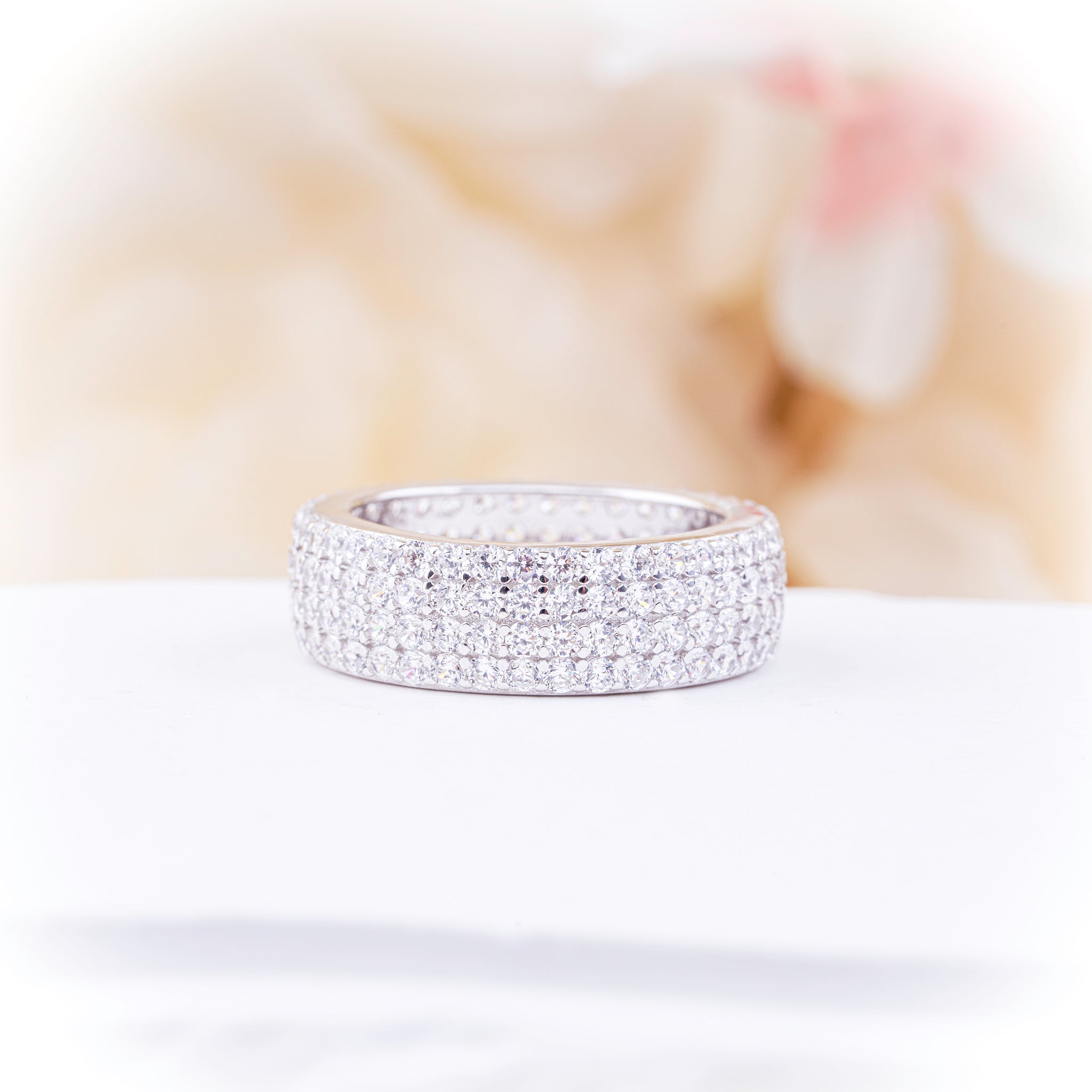 Wide Band Crystal Ring