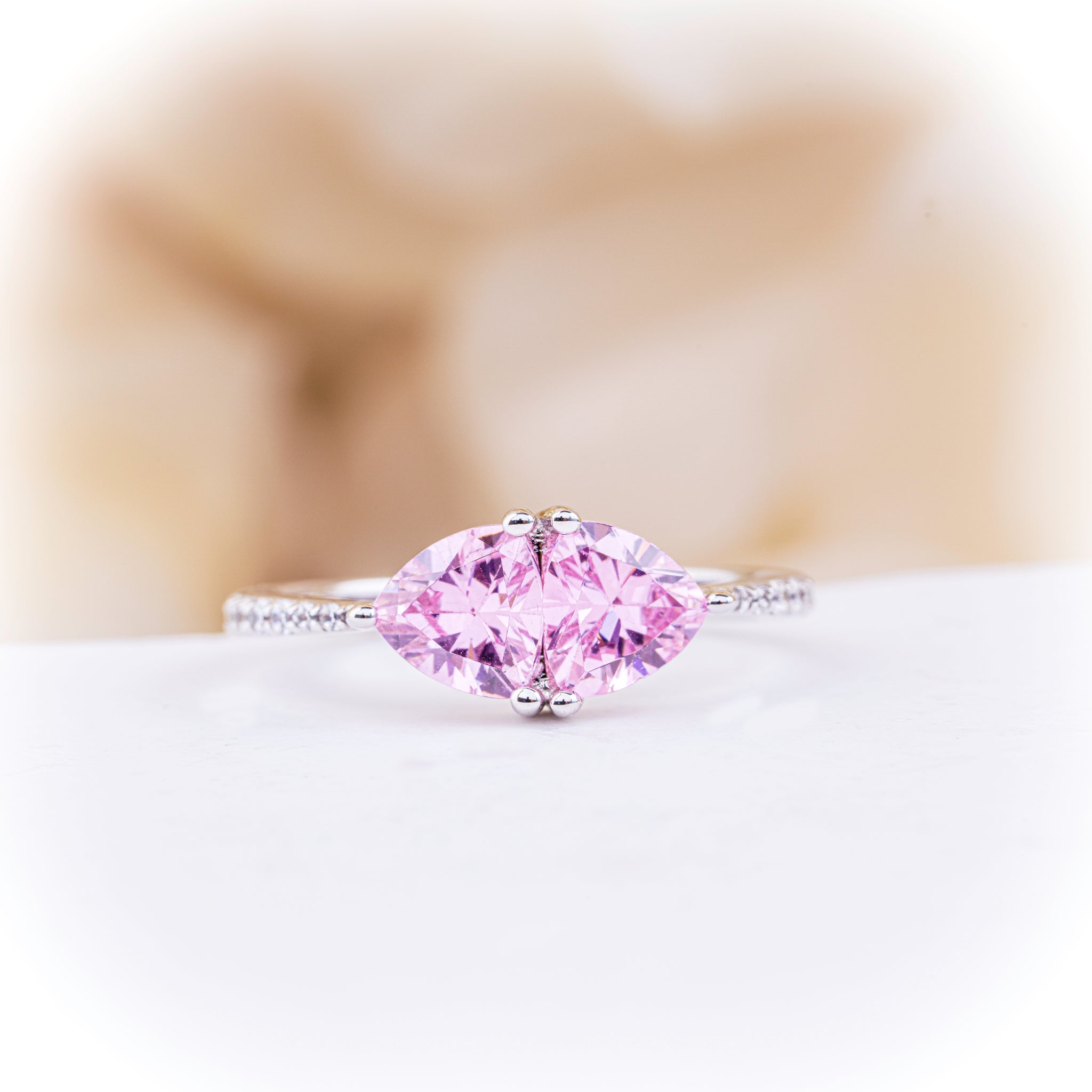 Twin Pink Marquise Ring