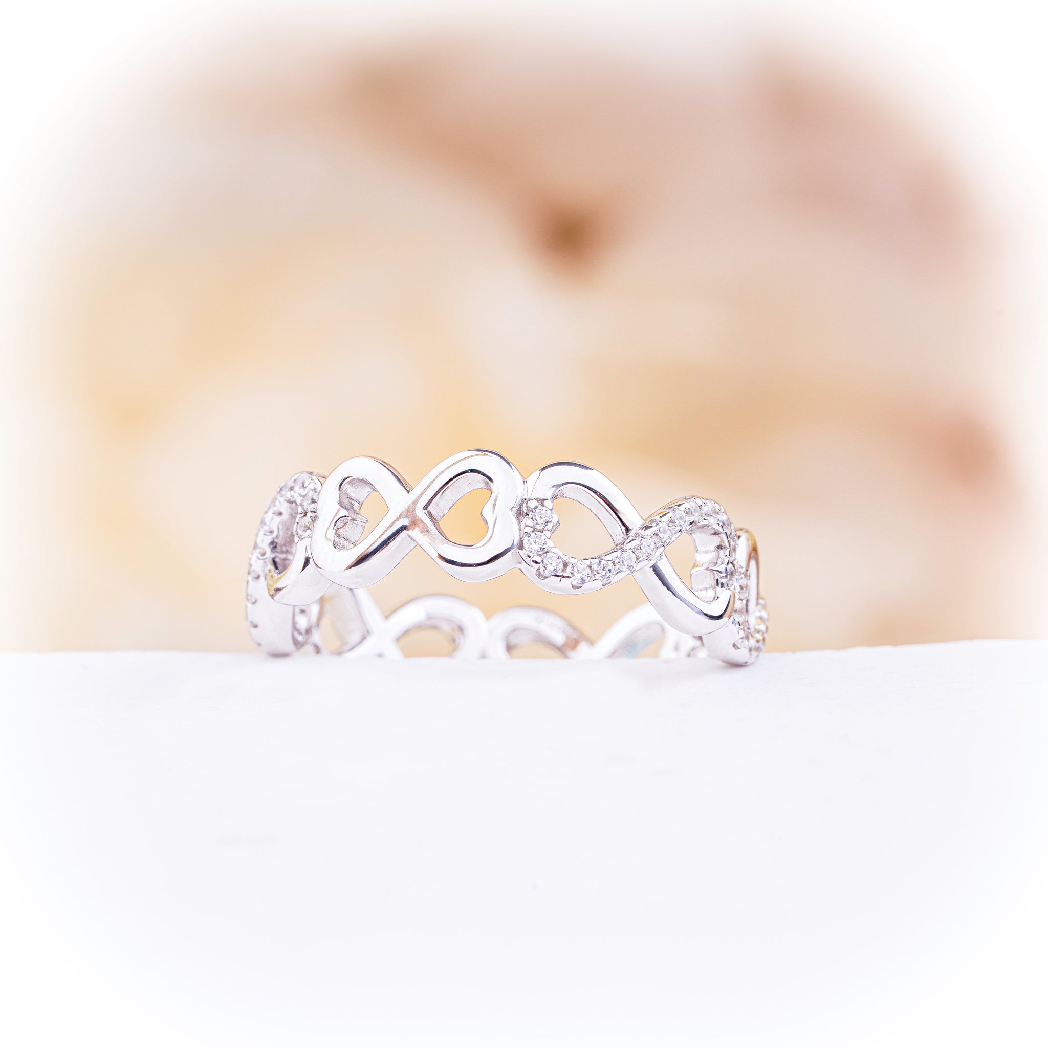 Infinity Hearts Sterling Silver Ring