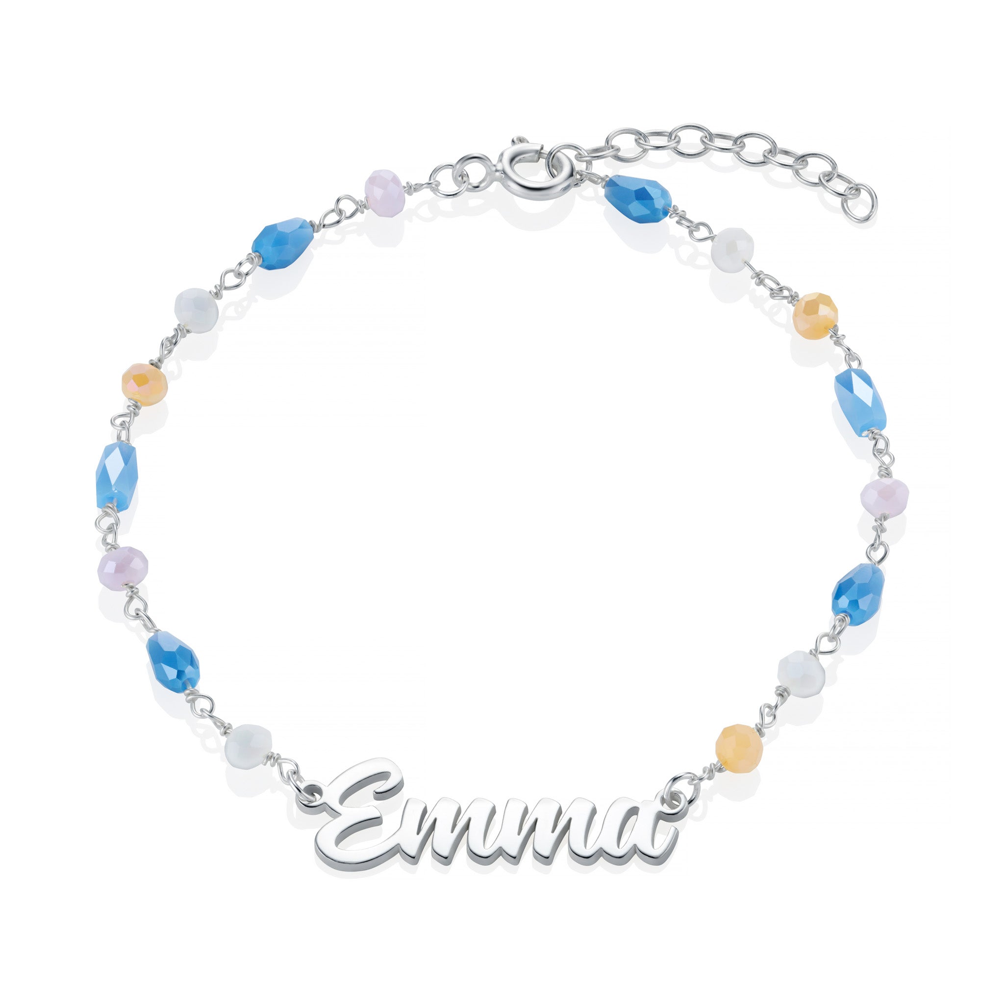 Personalised Name Bracelet with Multicolored Gemstones