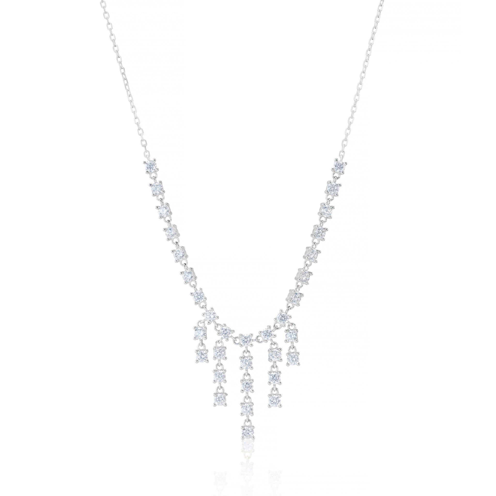 Elegant Silver Drop Cubic Zirconia Necklace