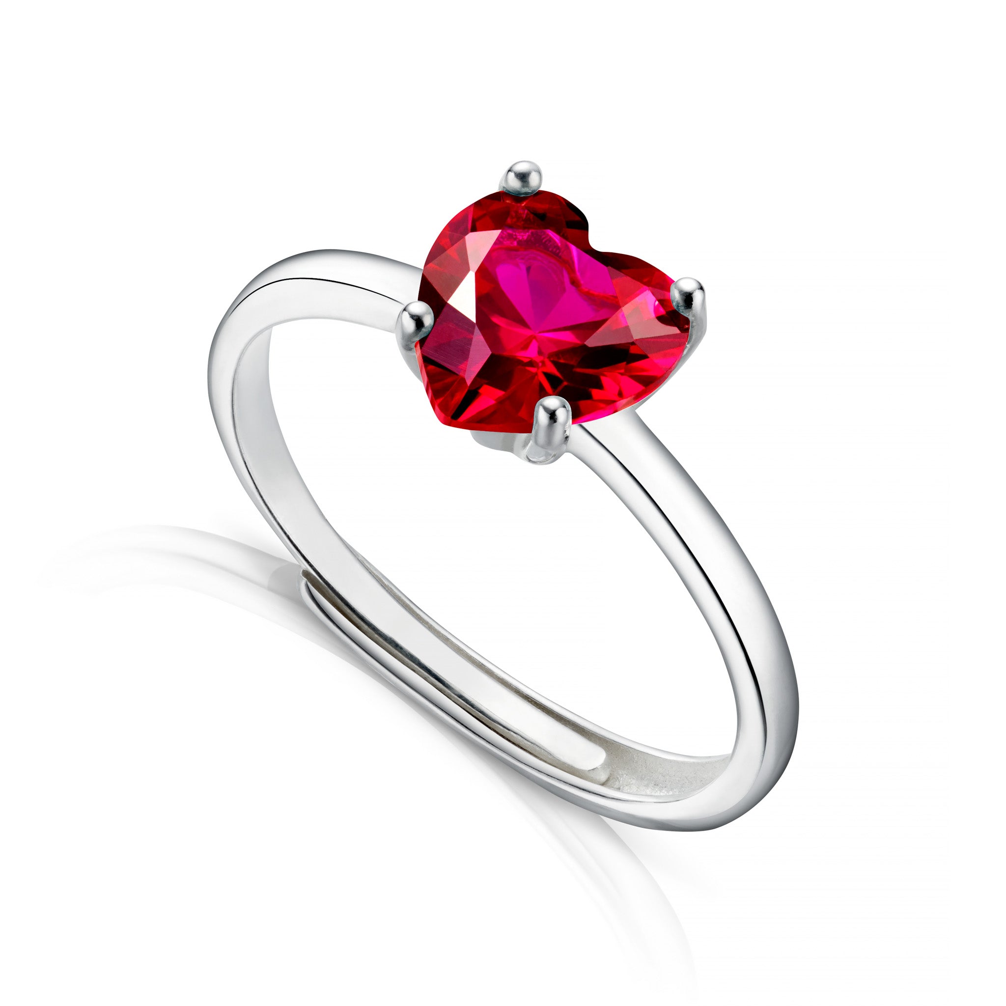 Heart-Shaped Sterling Silver Gemstone Ring