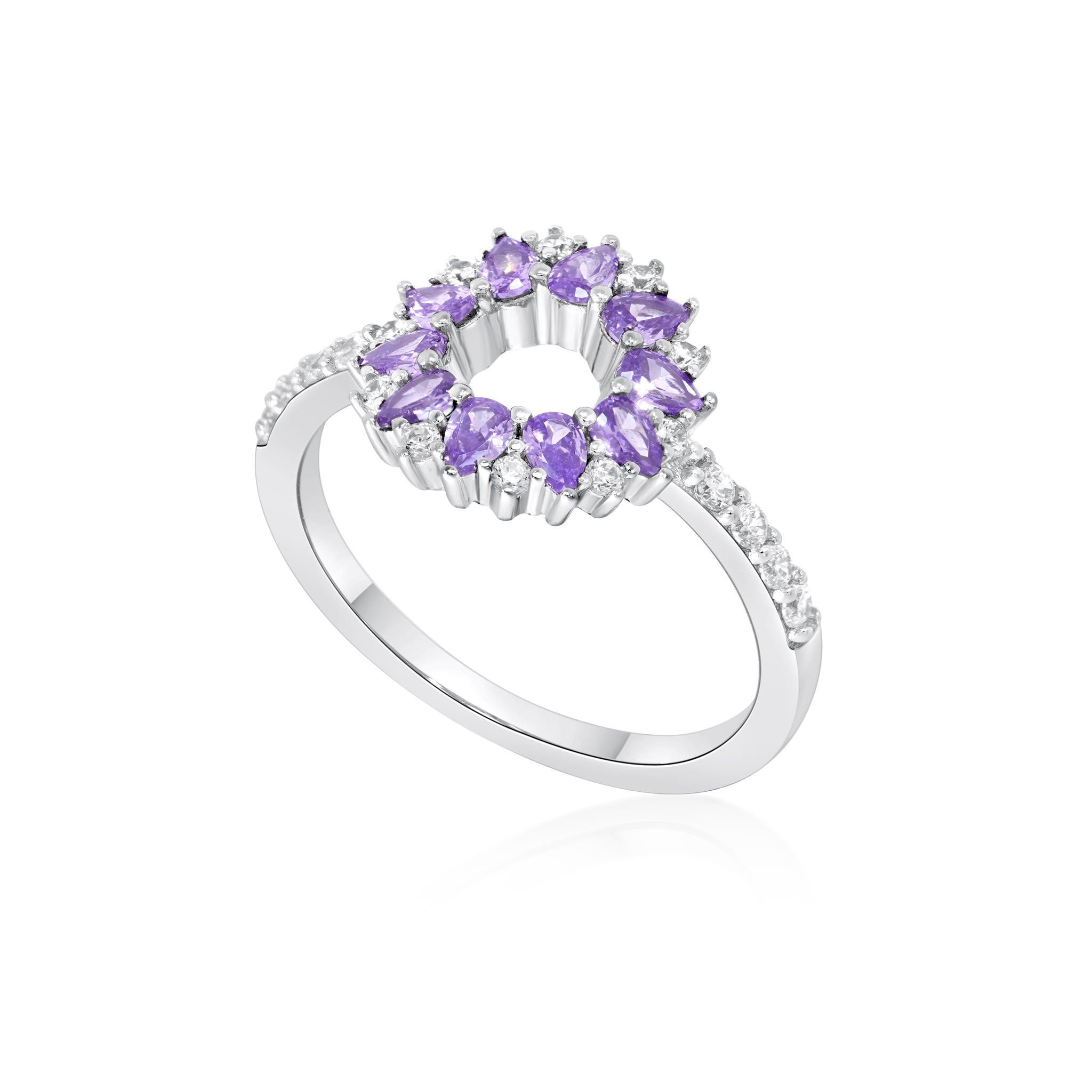 Amethyst Wreath Ring with Zirconia Accents