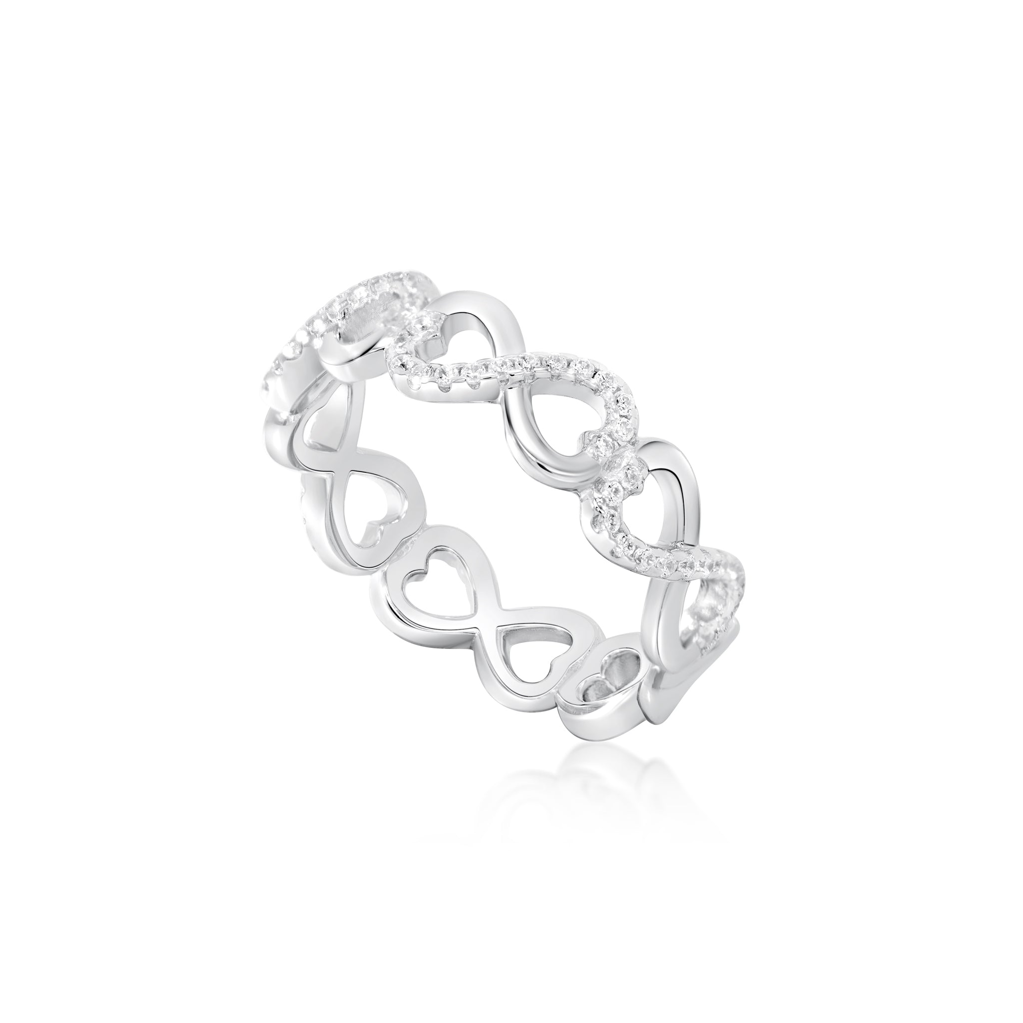 Infinity Hearts Sterling Silver Ring